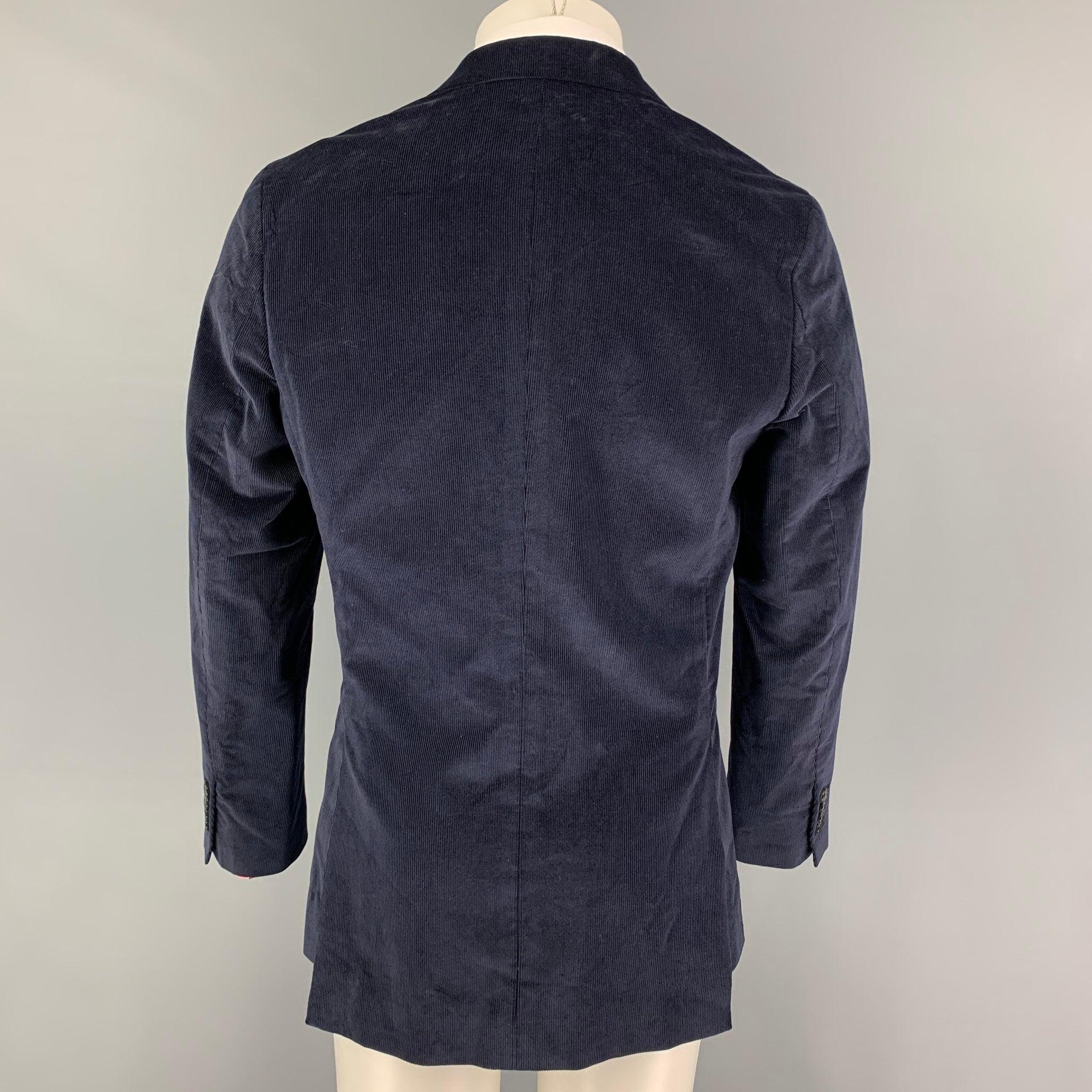 PAUL SMITH Size 38 Navy Corduroy Cotton Notch Lapel Sport Coat In Excellent Condition For Sale In San Francisco, CA