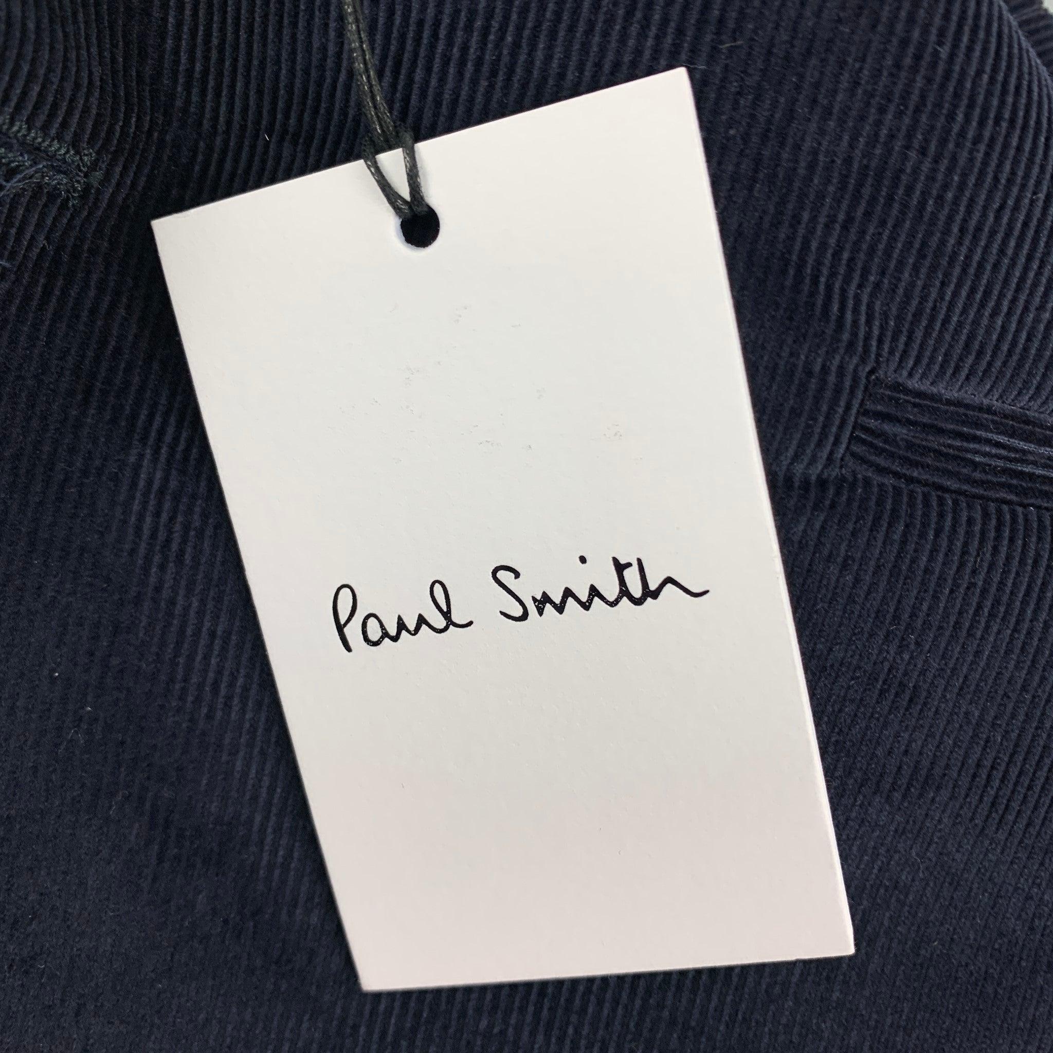 PAUL SMITH Size 38 Navy Corduroy Cotton Notch Lapel Sport Coat For Sale 3