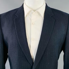 PAUL SMITH Size 38 Navy White Stripe Wool Single Button Notch Lapel Sport Coat