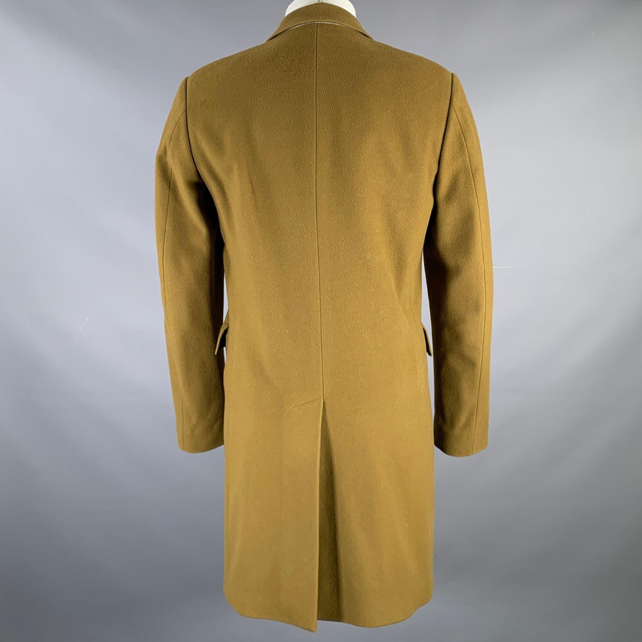 PAUL SMITH Size 38 Olive Green Wool Cashmere Peak Lapel Coat In Good Condition For Sale In San Francisco, CA