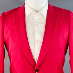 PAUL SMITH Size 38 Red Black Wool Mohair Peak Lapel Sport Coat