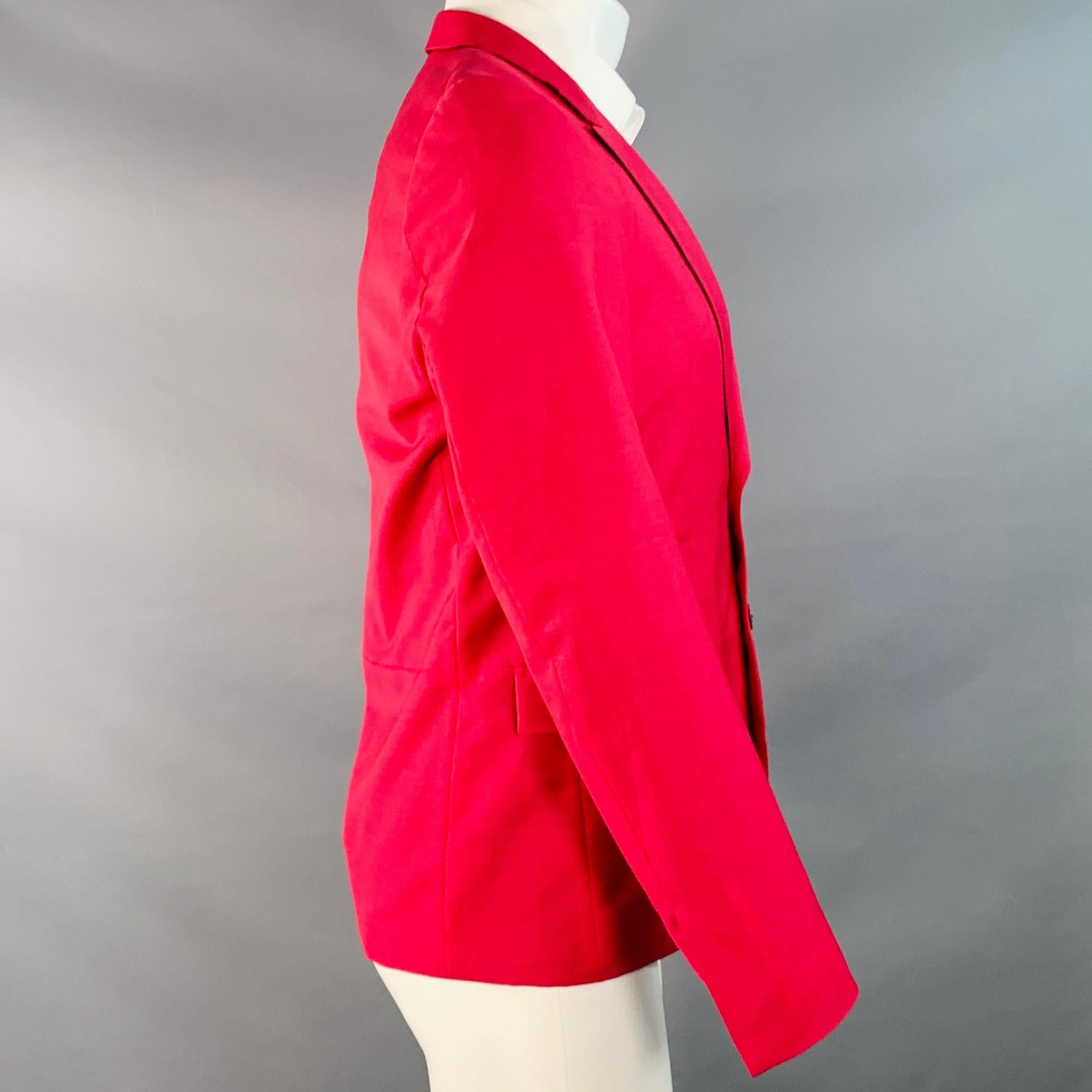Rosso PAUL SMITH Size 38 Red Black Wool Mohair Peak Lapel Sport Coat in vendita