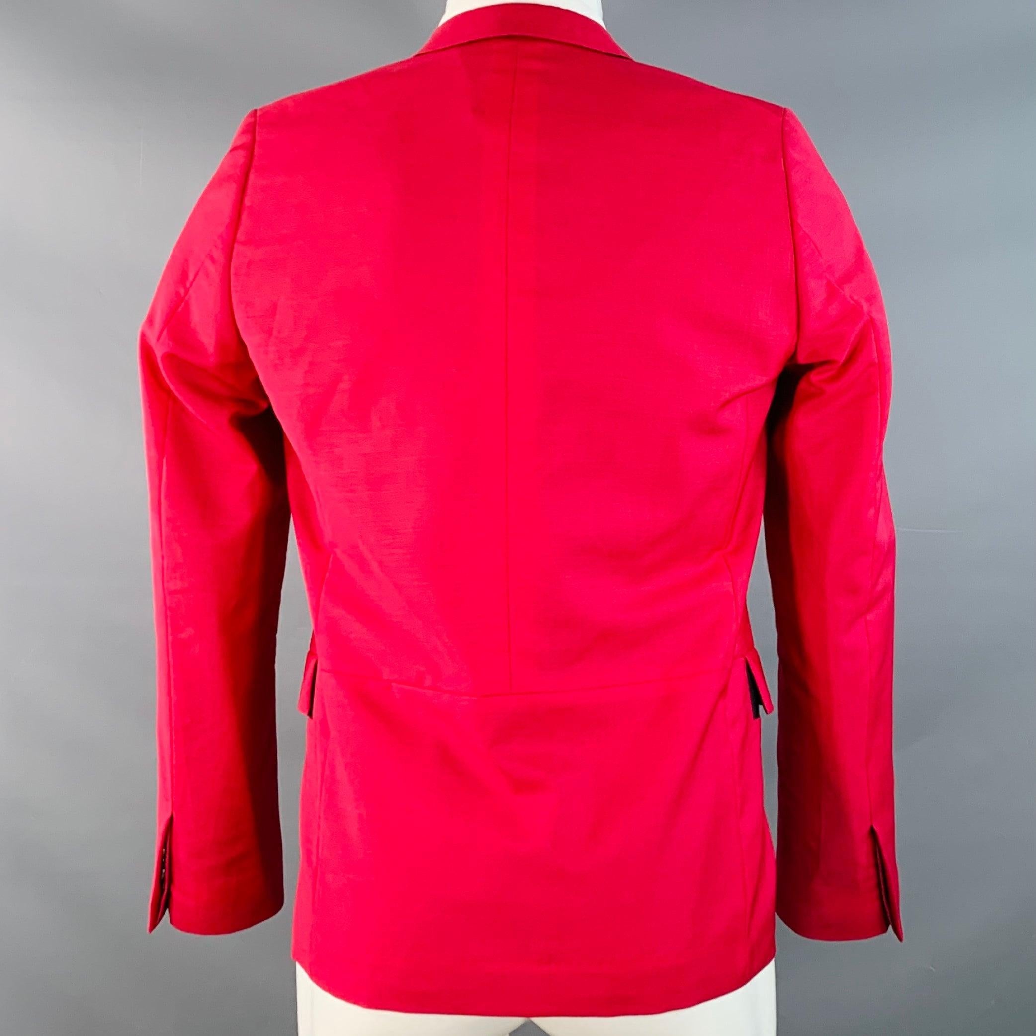 PAUL SMITH Size 38 Red Black Wool Mohair Peak Lapel Sport Coat In condizioni ottime in vendita a San Francisco, CA