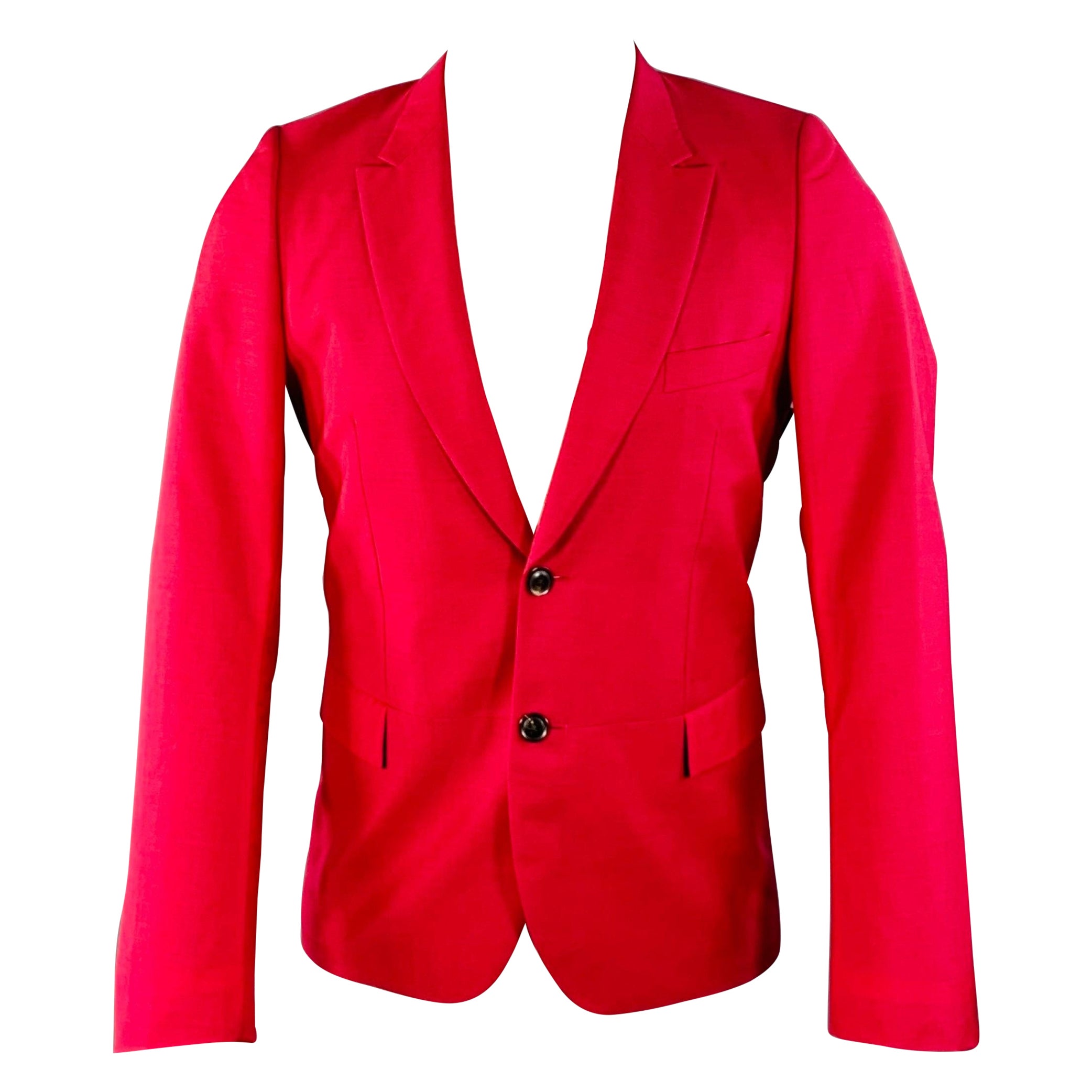 PAUL SMITH Taille 38 Red Black Wool Mohair Peak Lapel Sport Coat