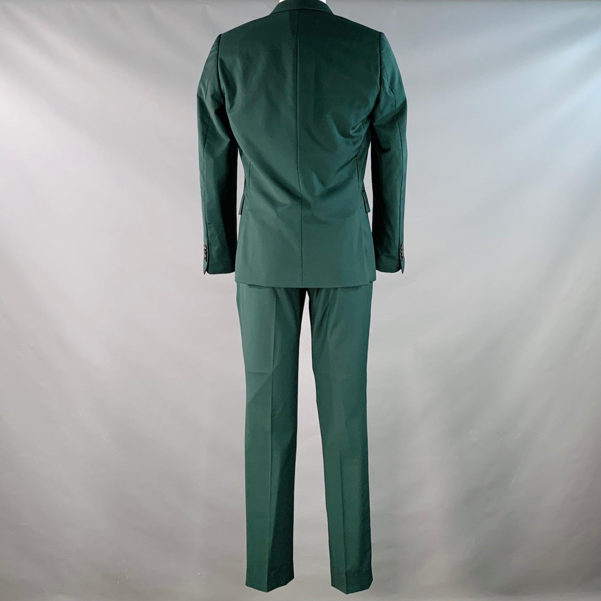 PAUL SMITH Anzug mit Kerbrevers aus grüner Wolle und Mohair, Größe 38 Regular (Schwarz) im Angebot