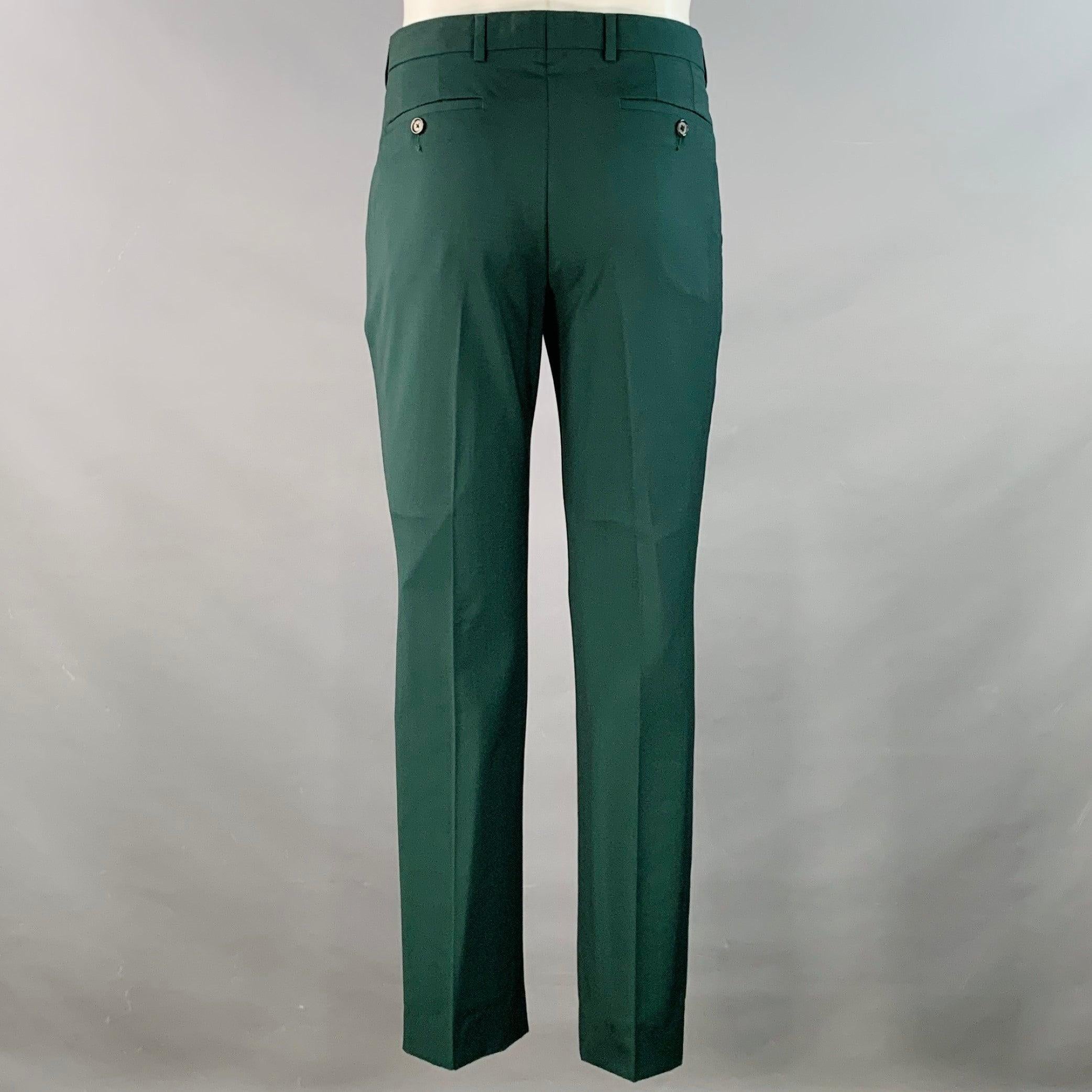 PAUL SMITH Anzug mit Kerbrevers aus grüner Wolle und Mohair, Größe 38 Regular Herren im Angebot