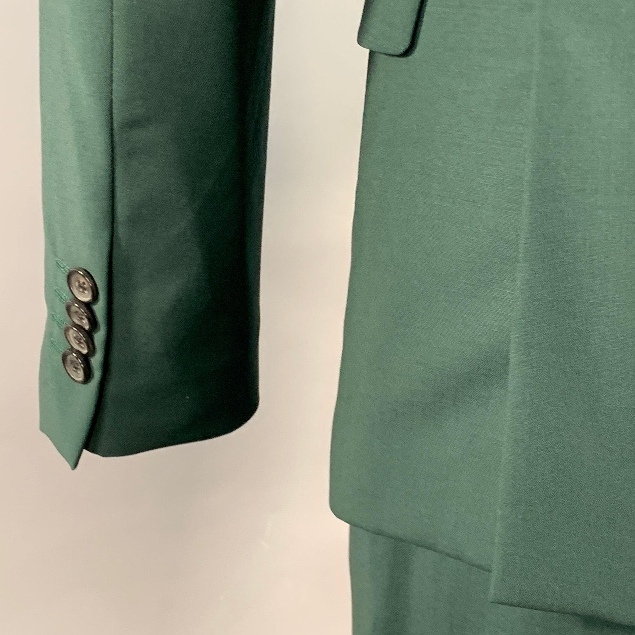 PAUL SMITH Anzug mit Kerbrevers aus grüner Wolle und Mohair, Größe 38 Regular im Angebot 1