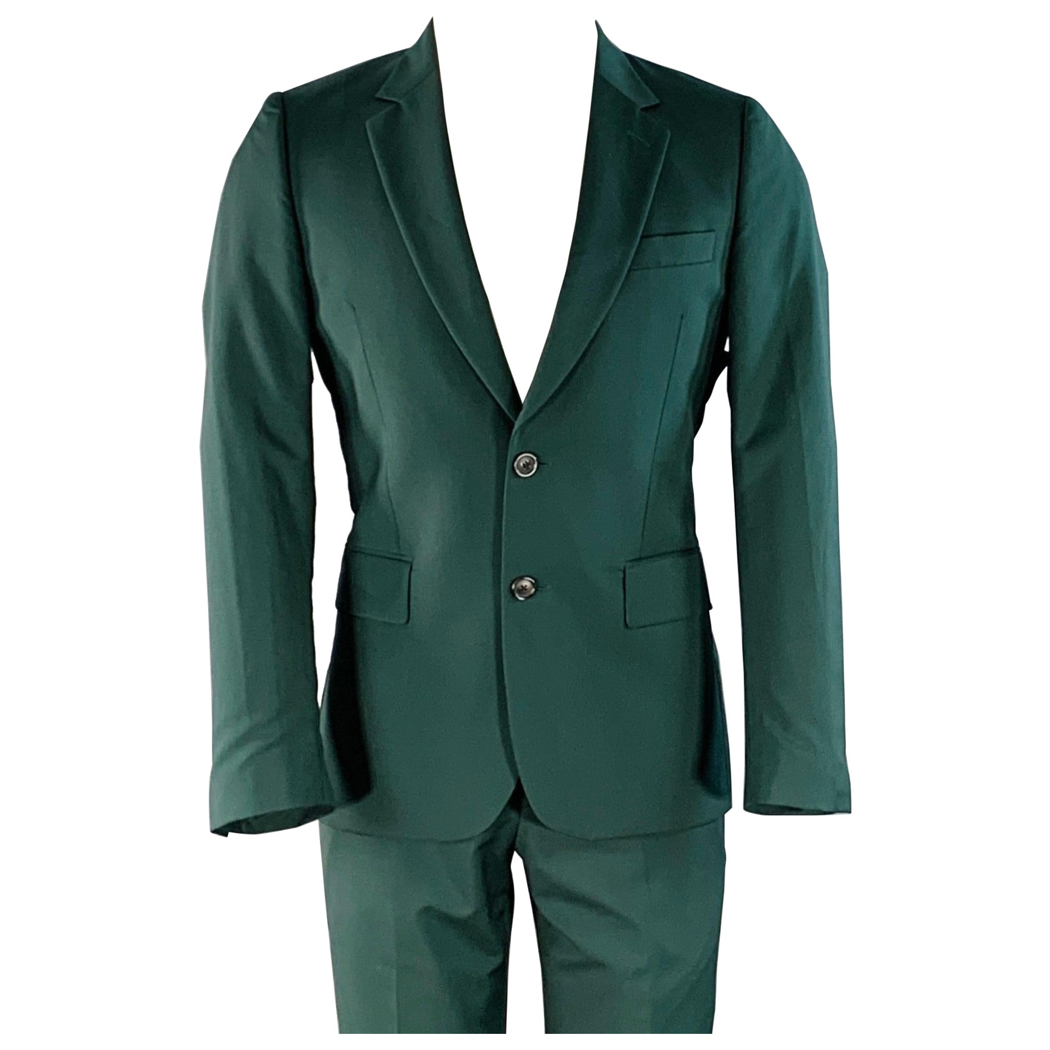 PAUL SMITH Anzug mit Kerbrevers aus grüner Wolle und Mohair, Größe 38 Regular