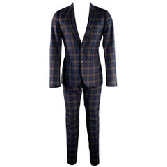 PAUL SMITH Size 38 Soho Navy Brown Plaid Wool Notch Lapel Suit