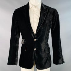 PAUL SMITH Größe 38 The Byard Schwarzer Samt-Viskose-Mischung Sportmantel mit Kerbrevers