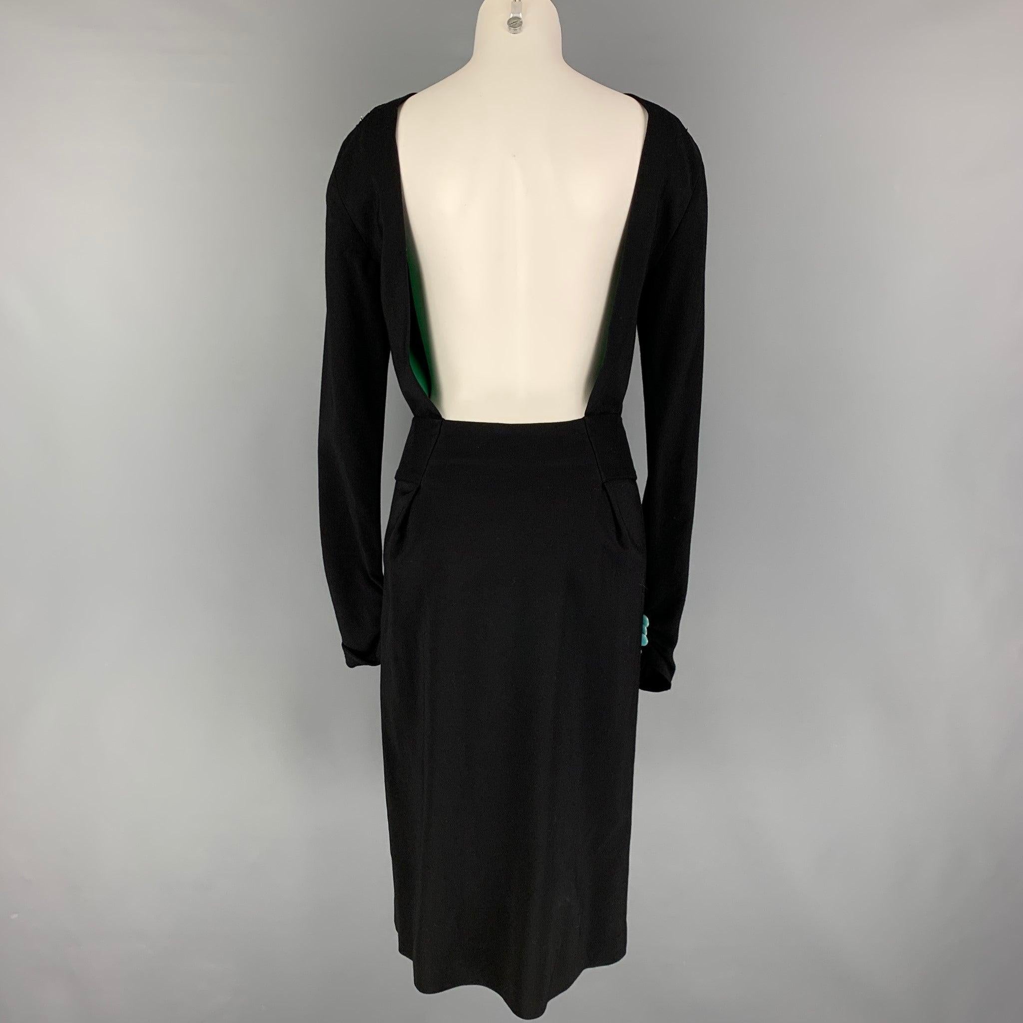 PAUL SMITH Size 4 Black Viscose Beaded Open Back Dress In Good Condition For Sale In San Francisco, CA