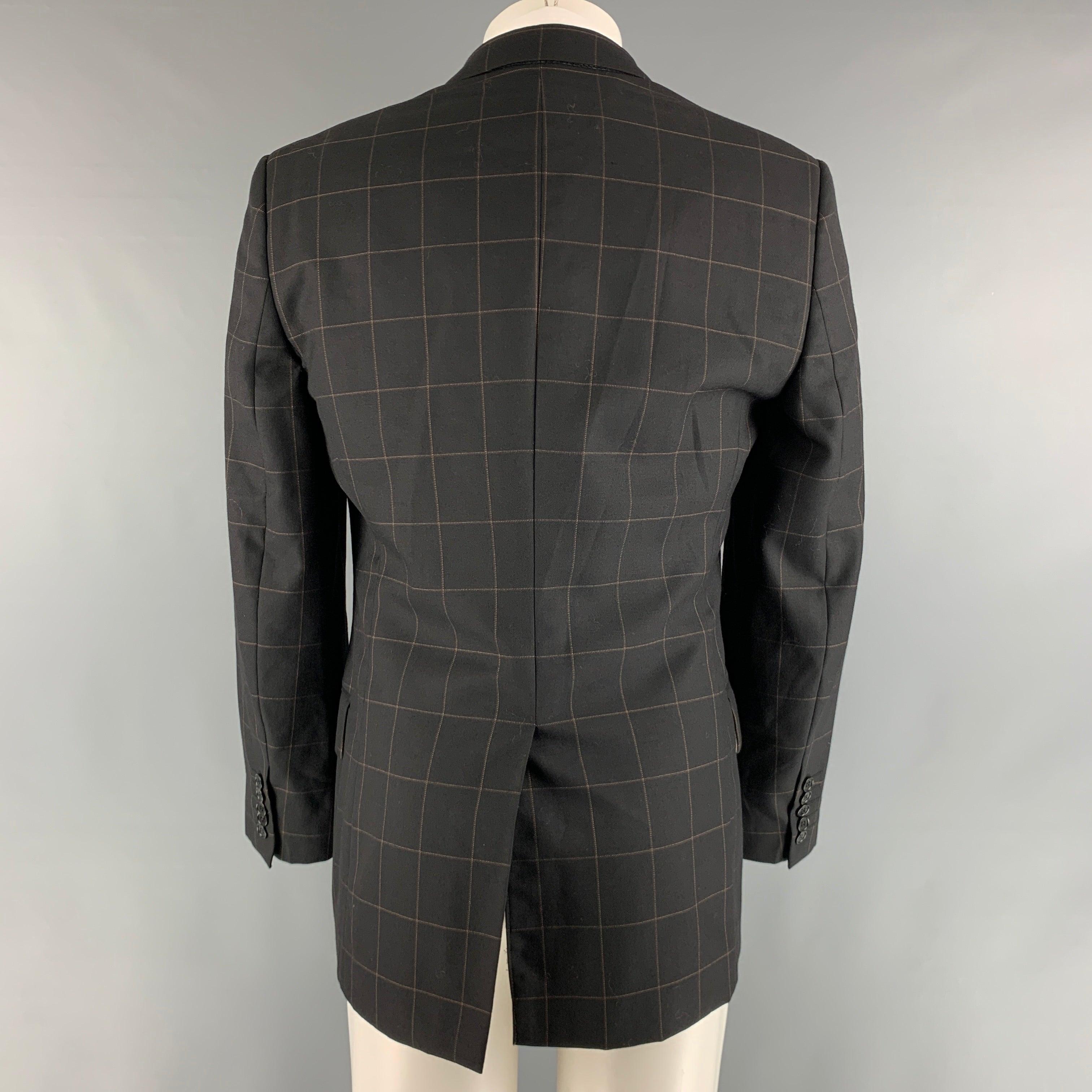 PAUL SMITH Size 40 Black Brown Window Pane Wool Cashmere Sport Coat In Excellent Condition For Sale In San Francisco, CA