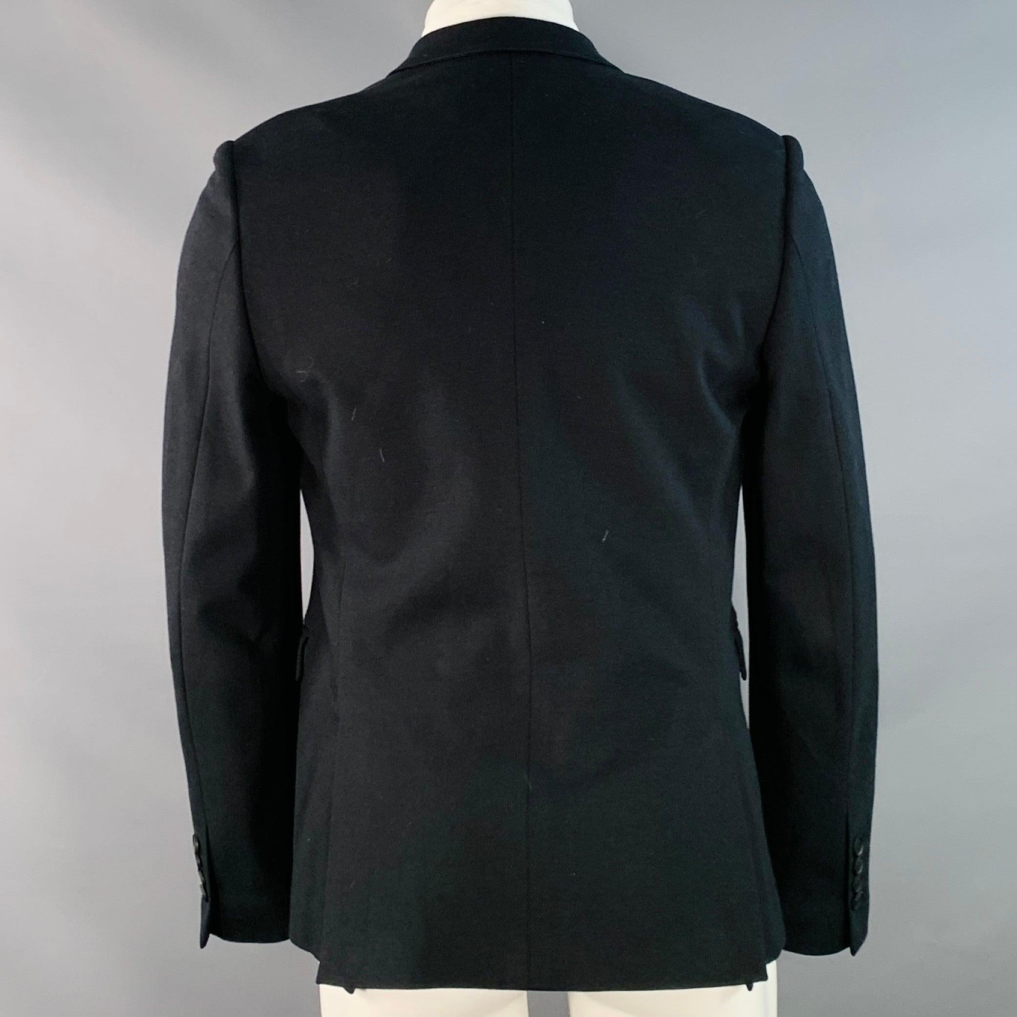 PAUL SMITH Taille 40 Manteau de sport à revers échancré en coton viscose noir Bon état - En vente à San Francisco, CA