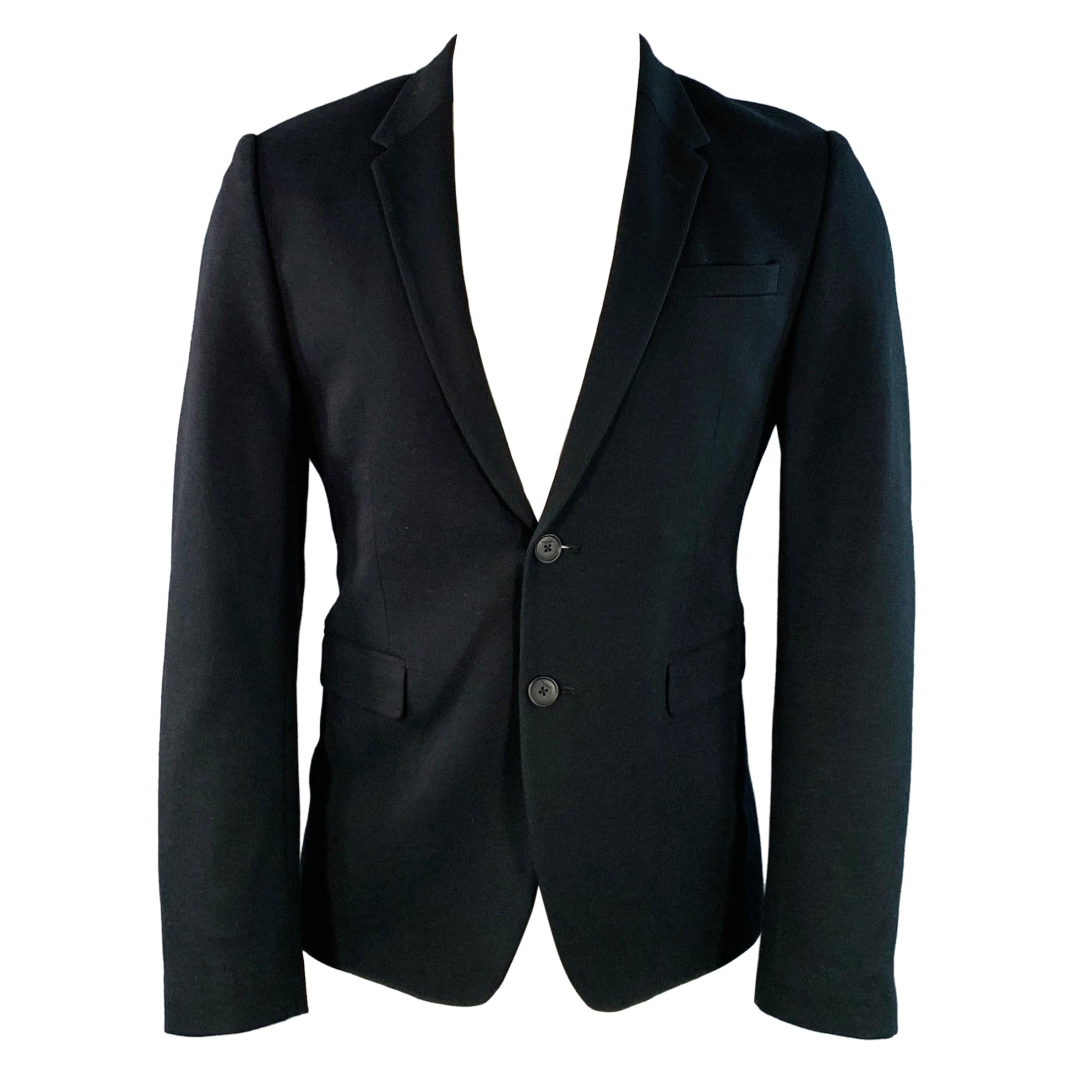 Paul Smith taglia 40 Cappotto sportivo con risvolto in cotone e viscosa nera
