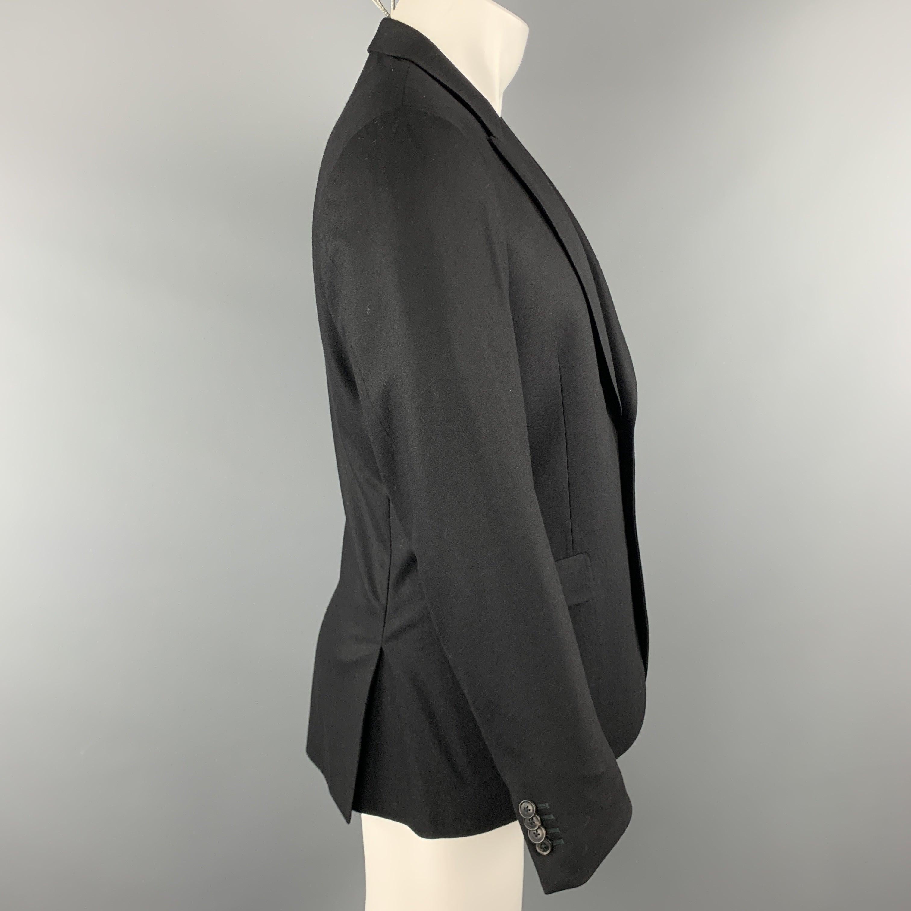 PAUL SMITH Size 40 Black Wool / Cashmere Peak Lapel Sport Coat In Excellent Condition For Sale In San Francisco, CA