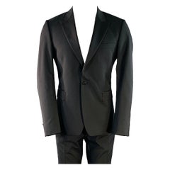 PAUL SMITH Size 40 Black Wool Mohair Peak Lapel Single Button Tuxedo