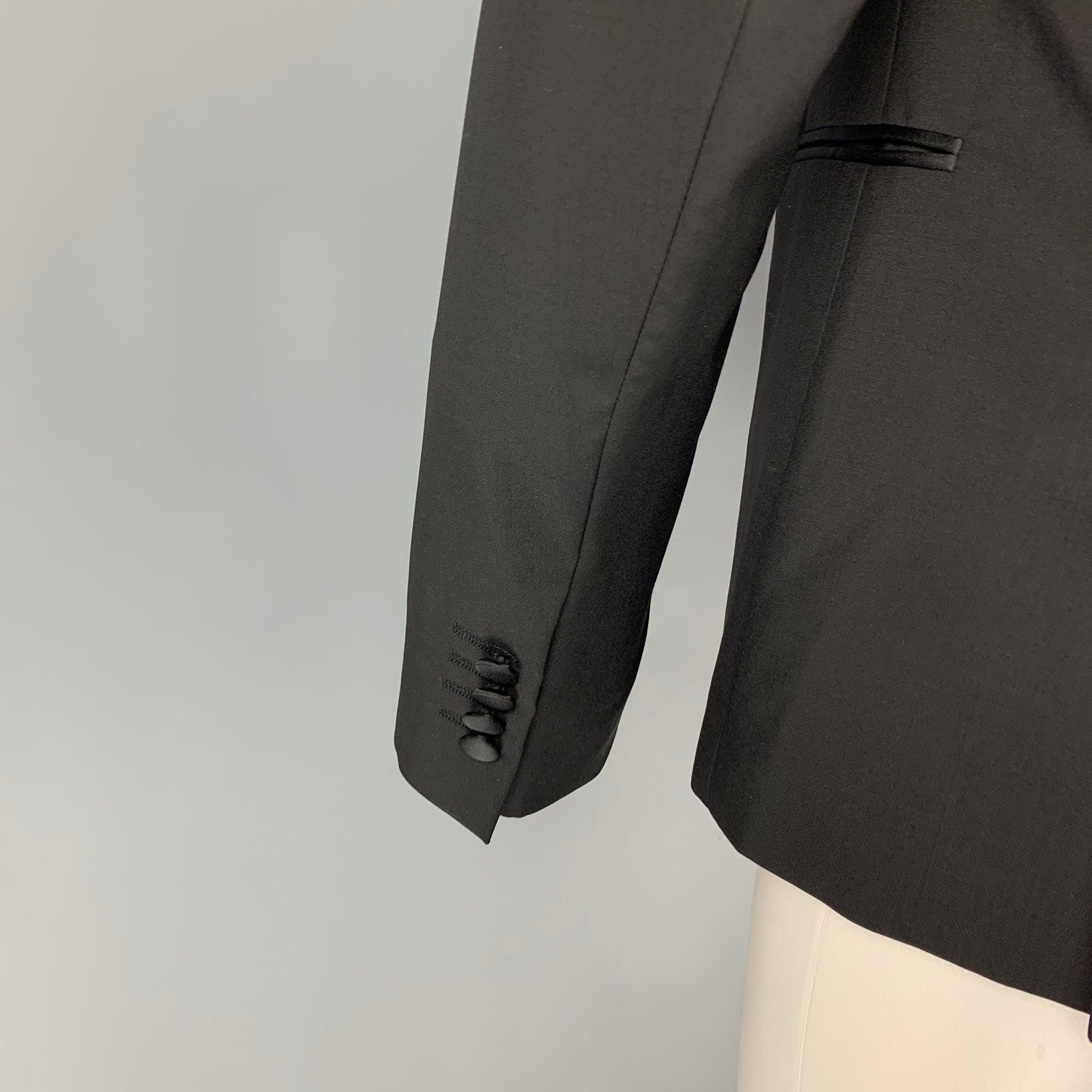 Men's PAUL SMITH Size 40 Black Wool Mohair Tuxedo Sport Coat For Sale