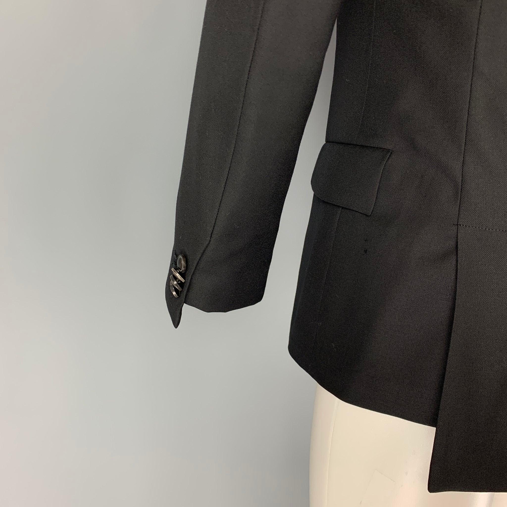 Men's PAUL SMITH Size 40 Black Wool Silk Notch Lapel Sport Coat For Sale