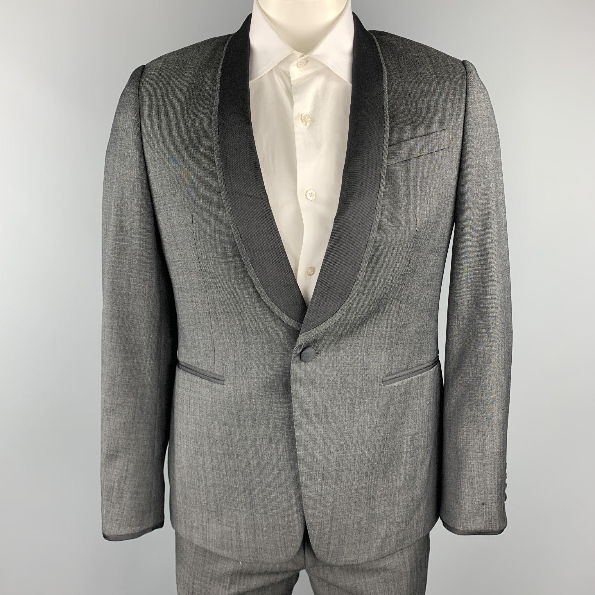 PAUL SMITH Size 40 Charcoal Wool Shawl Lapel Regular Tuxedo In Good Condition In San Francisco, CA