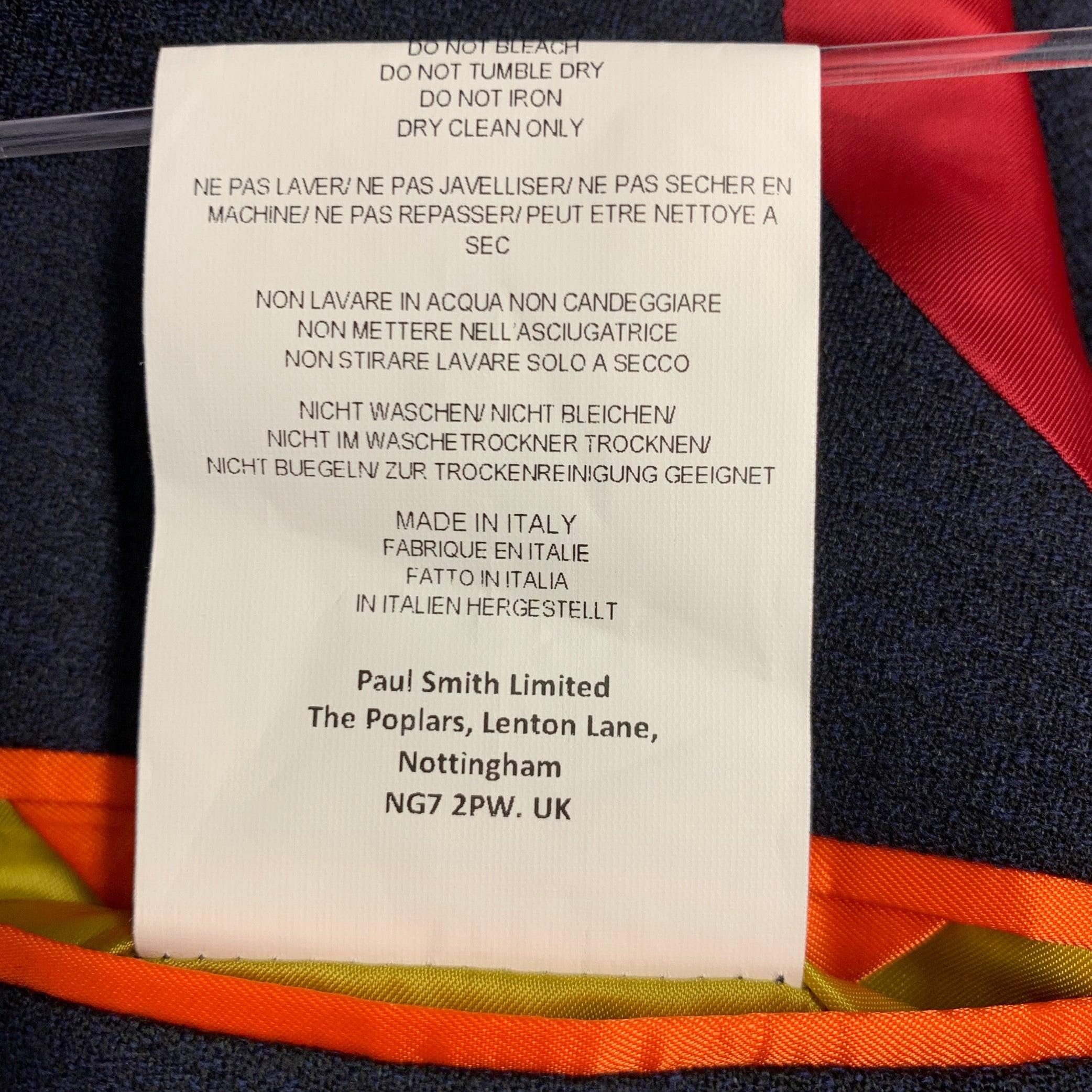 PAUL SMITH Size 40 Navy Wool Linen Peak Lapel Sport Coat For Sale 5