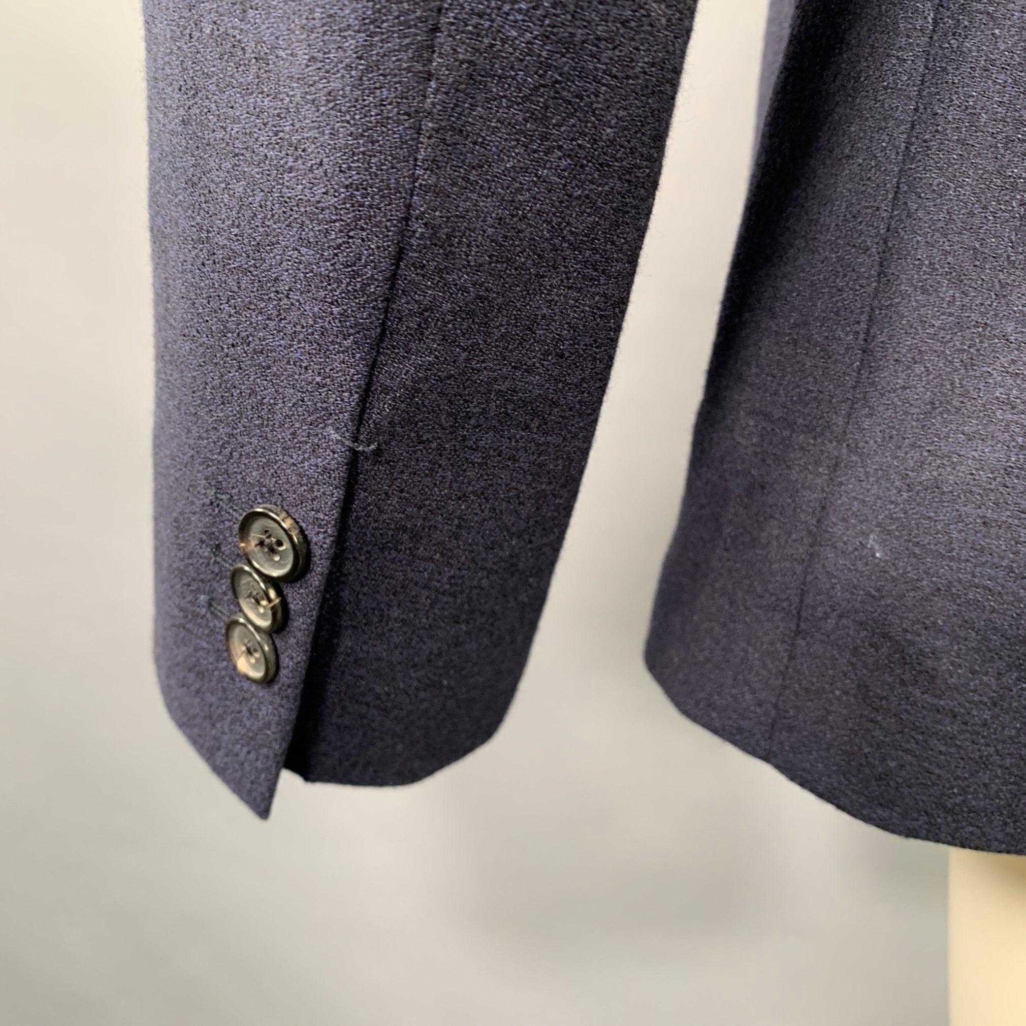 Men's PAUL SMITH Size 40 Navy Wool Linen Peak Lapel Sport Coat For Sale