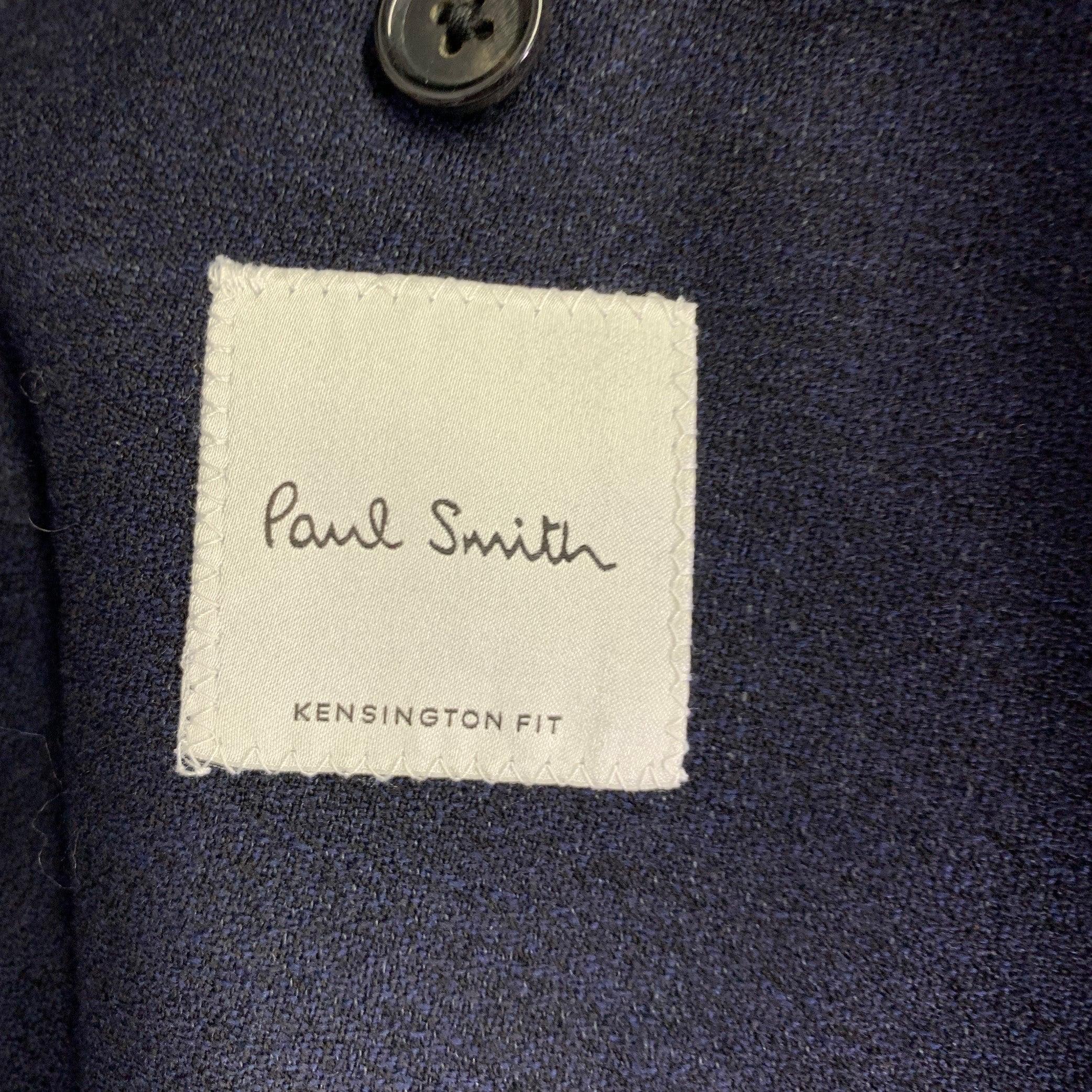 PAUL SMITH Size 40 Navy Wool Linen Peak Lapel Sport Coat For Sale 1