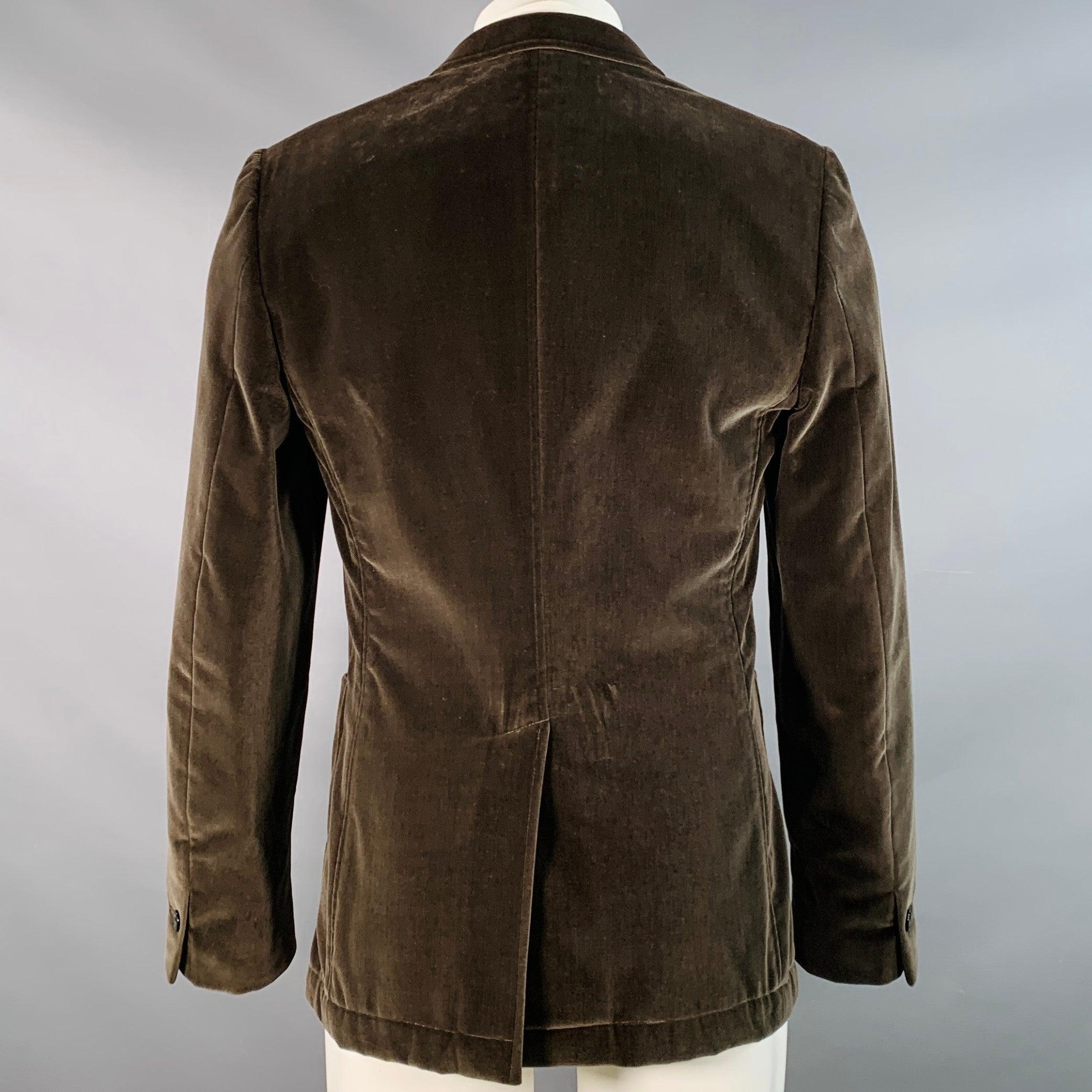 PAUL SMITH Größe 40 Olivgrüner Baumwollsamt-Sportmantel mit Revers (Schwarz) im Angebot