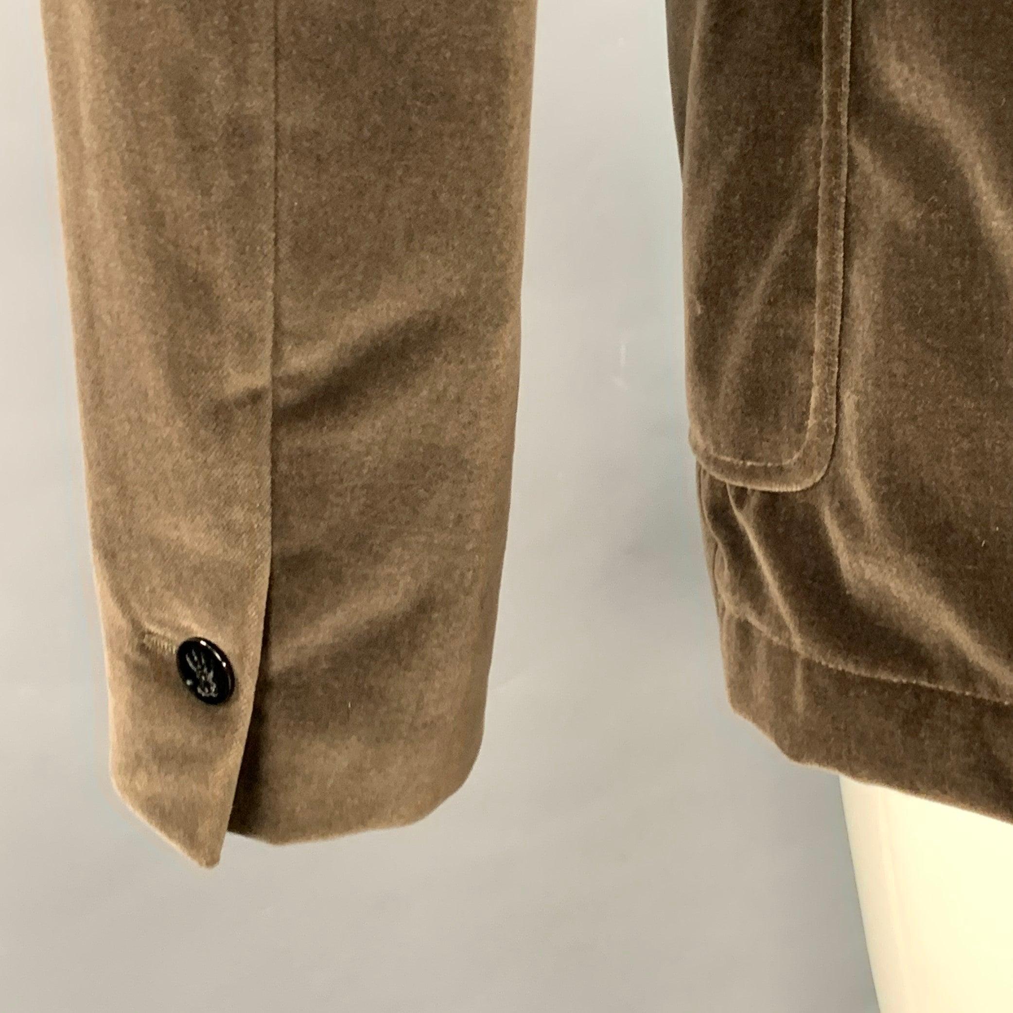 PAUL SMITH Größe 40 Olivgrüner Baumwollsamt-Sportmantel mit Revers im Zustand „Hervorragend“ im Angebot in San Francisco, CA