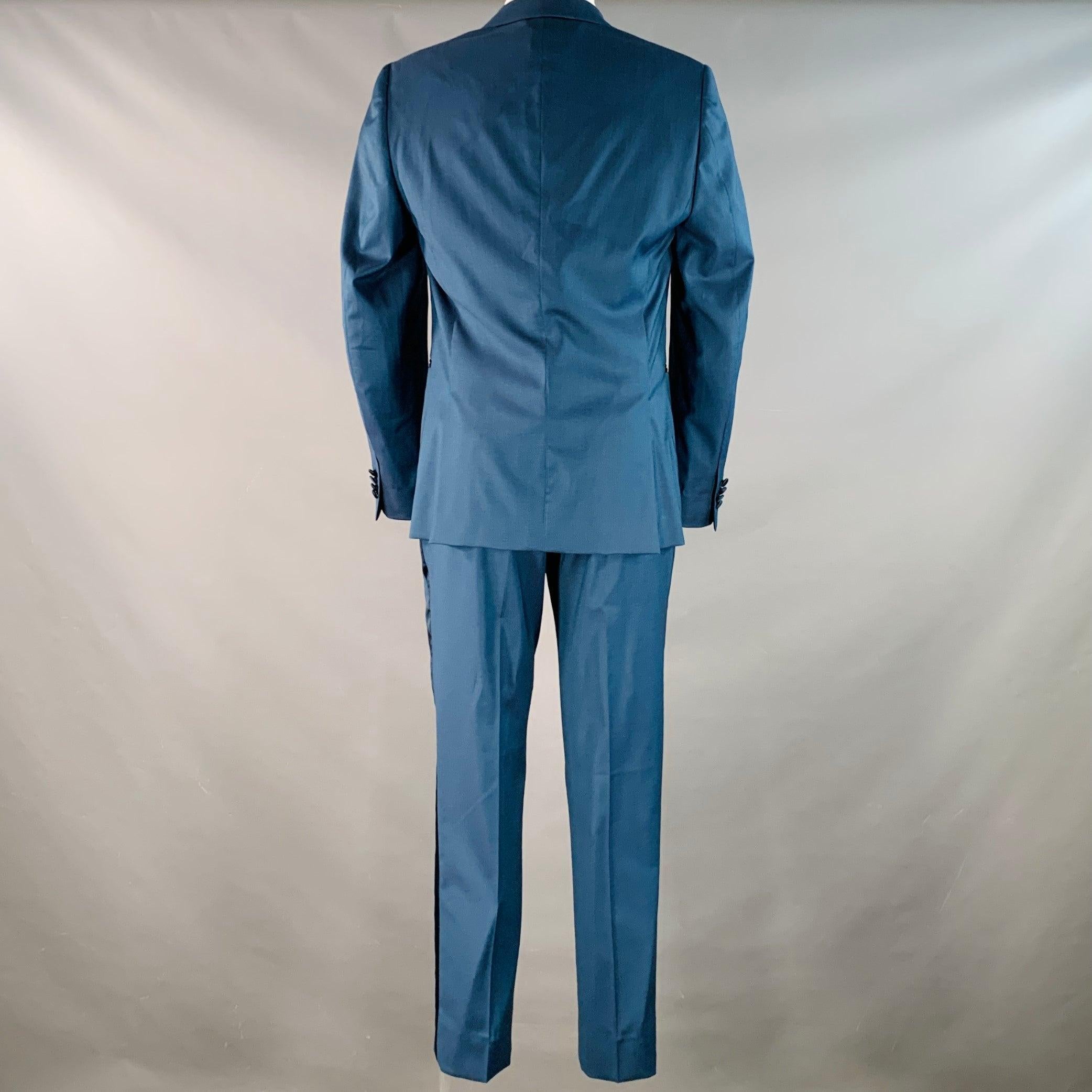 PAUL SMITH Größe 40 Regular SOHO Fit Teal Wool Peak Lapel Tuxedo im Zustand „Gut“ im Angebot in San Francisco, CA