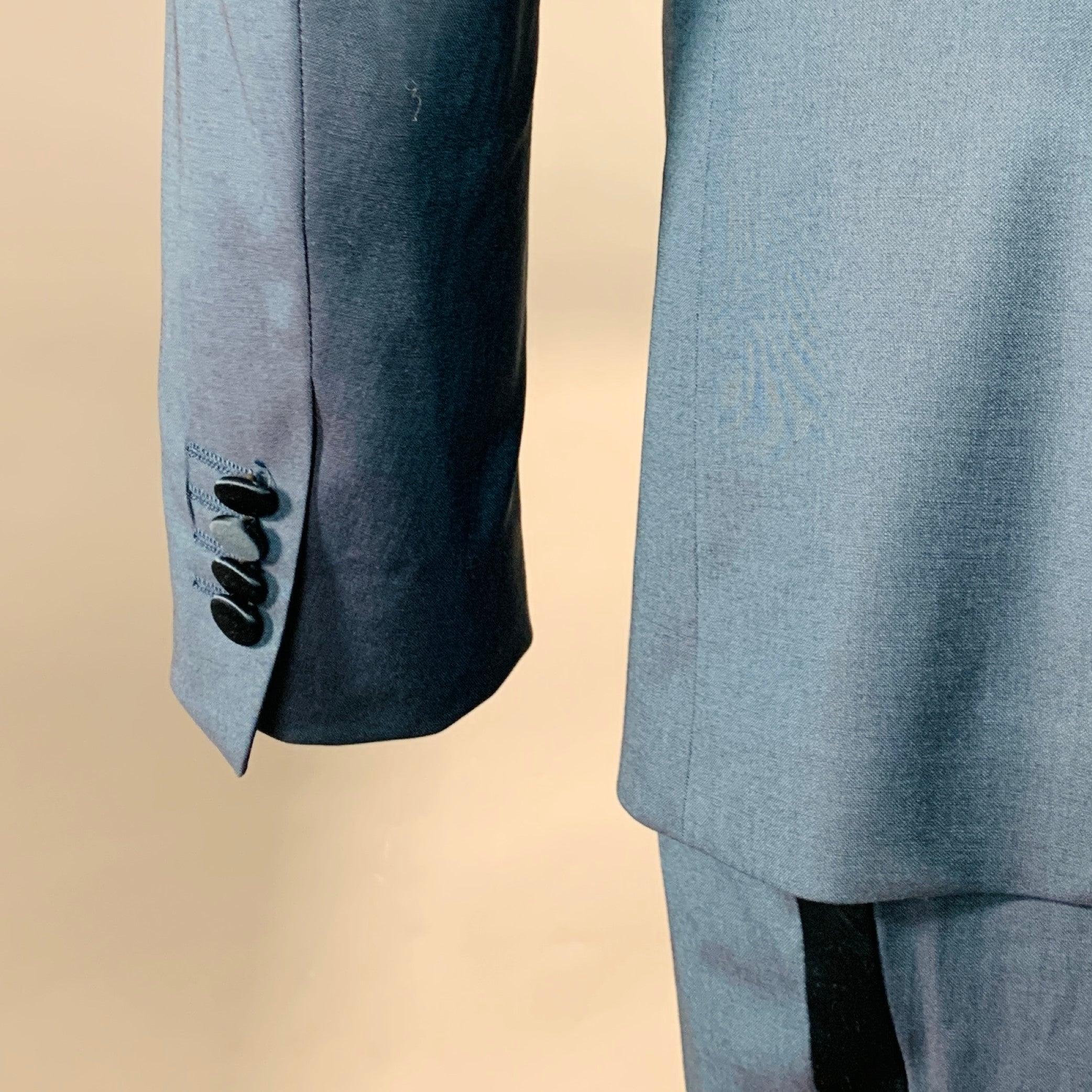 PAUL SMITH Größe 40 Regular SOHO Fit Teal Wool Peak Lapel Tuxedo im Angebot 2