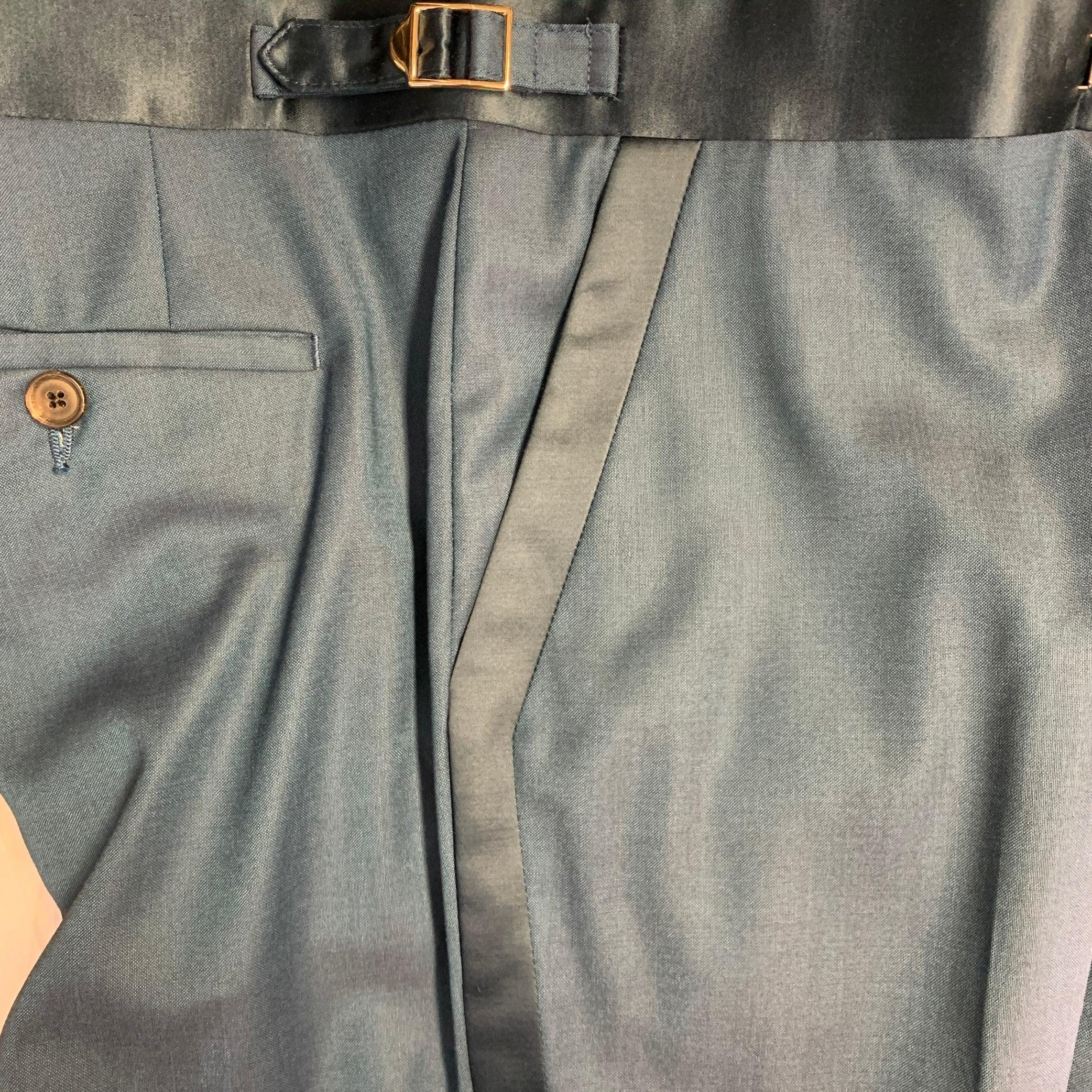 PAUL SMITH Größe 40 Regular SOHO Fit Teal Wool Peak Lapel Tuxedo im Angebot 3
