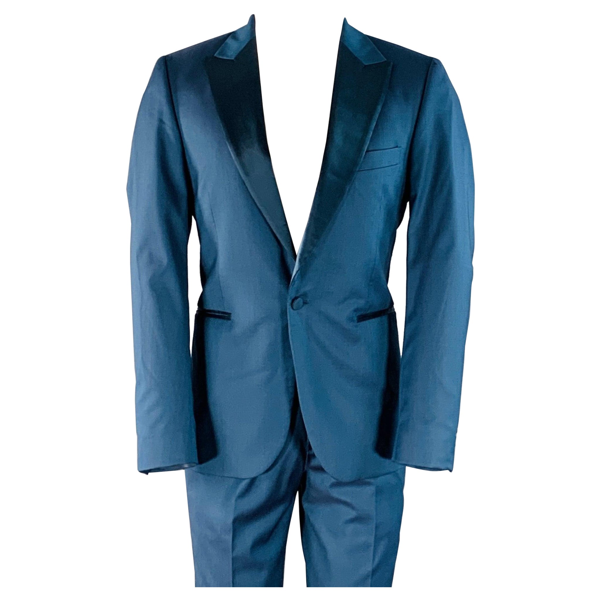 PAUL SMITH Größe 40 Regular SOHO Fit Teal Wool Peak Lapel Tuxedo im Angebot