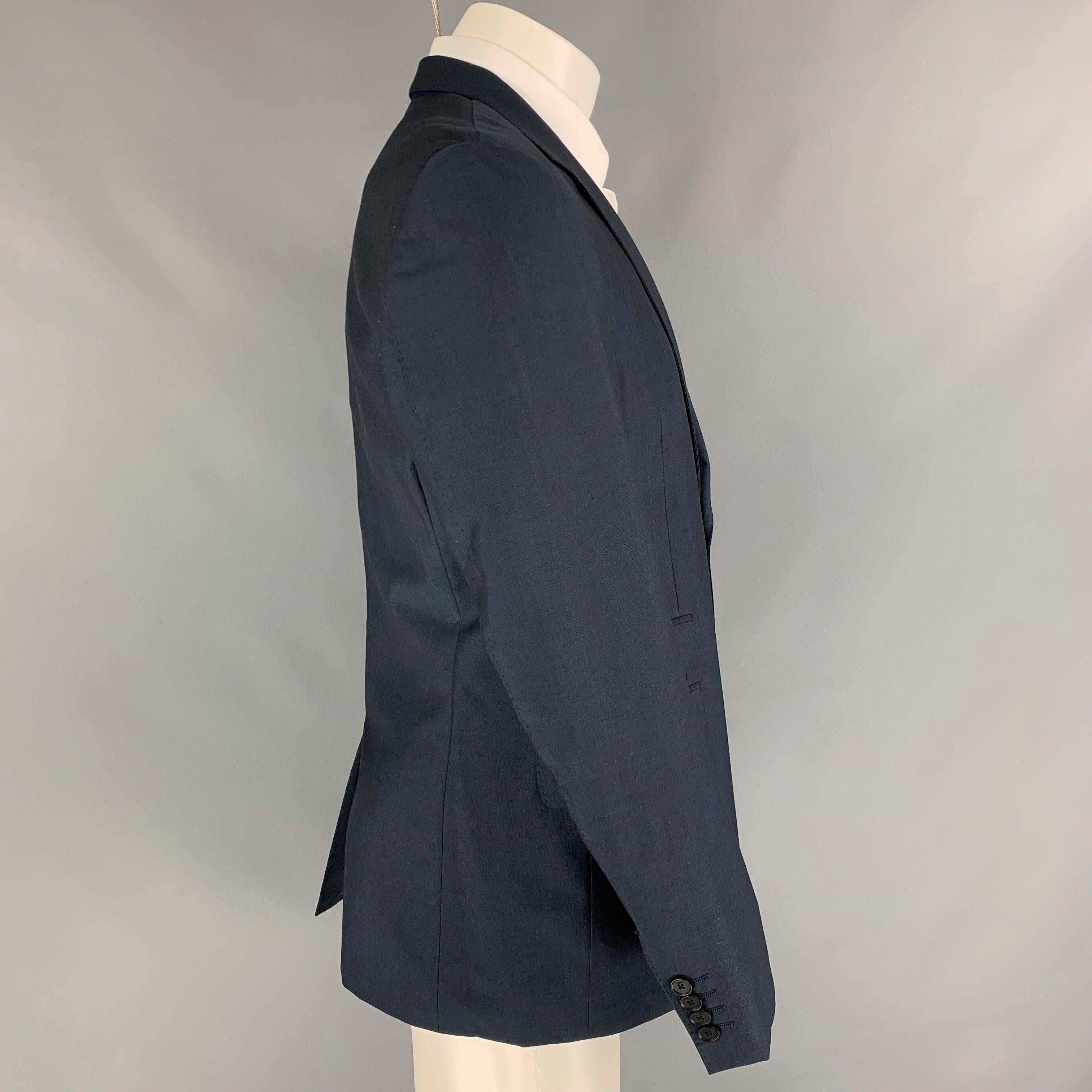 PAUL SMITH Size 40 Regular Steel Blue Wool Mohair Sport Coat In Good Condition For Sale In San Francisco, CA