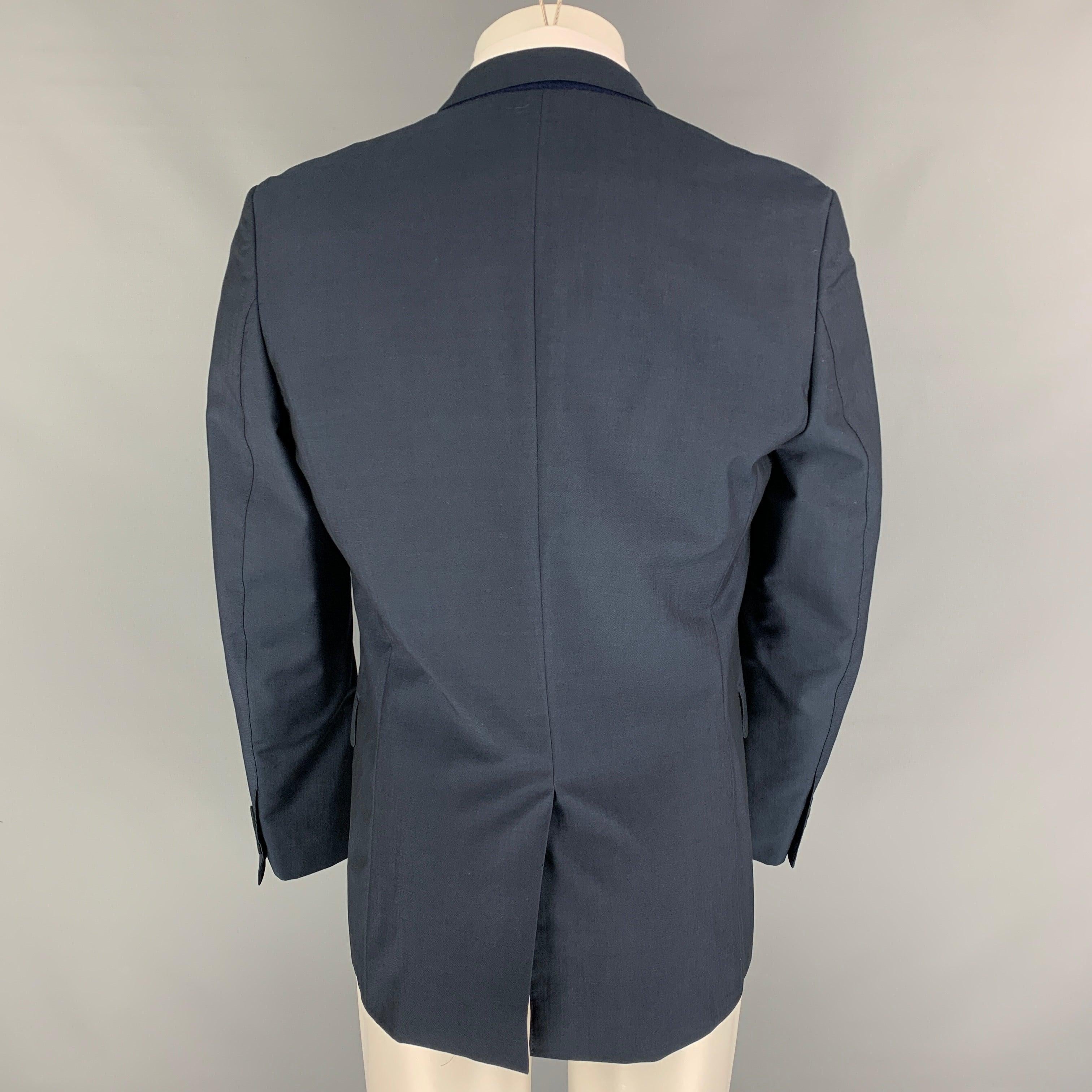 Men's PAUL SMITH Size 40 Regular Steel Blue Wool Mohair Sport Coat For Sale