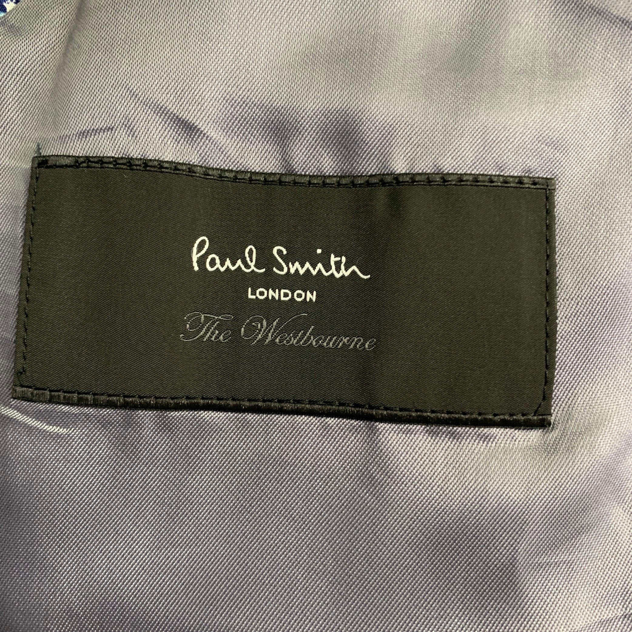 PAUL SMITH Taille 40 Regular The Westbourne Grey Charcoal Window Pane Silk Sport Coat Pour hommes en vente