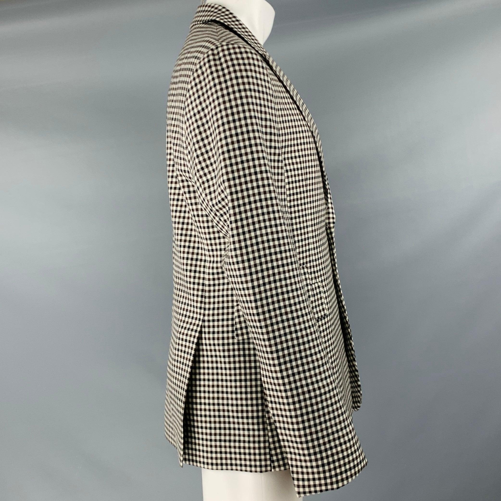 PAUL SMITH Größe 40 Weiß Schwarz Braun Karierter Wollmantel (Grau) im Angebot