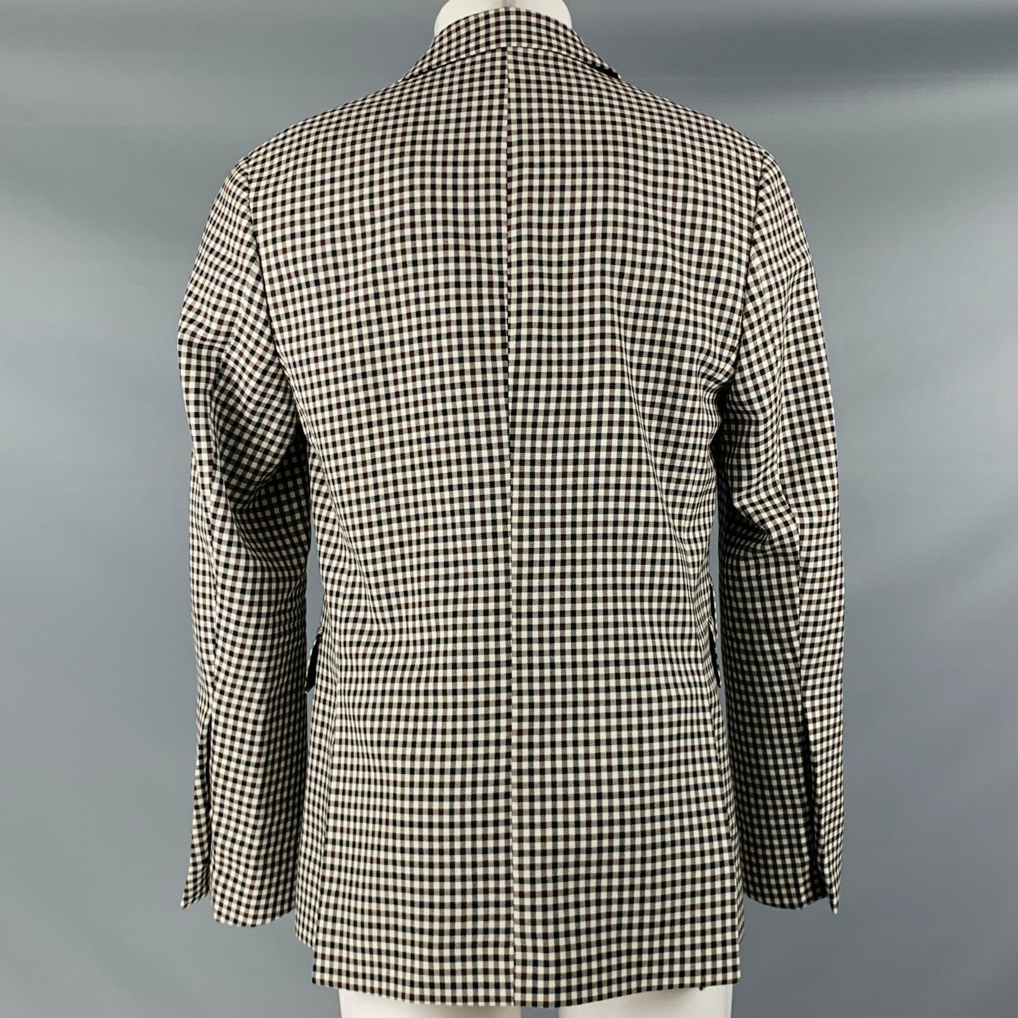 PAUL SMITH Größe 40 Weiß Schwarz Braun Karierter Wollmantel im Zustand „Hervorragend“ im Angebot in San Francisco, CA