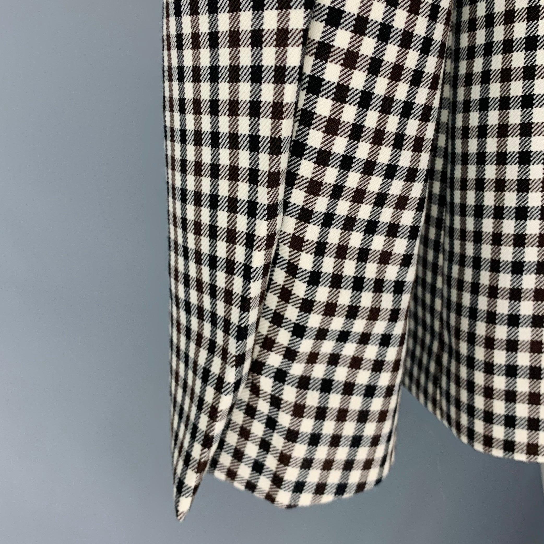 PAUL SMITH Größe 40 Weiß Schwarz Braun Karierter Wollmantel Herren im Angebot