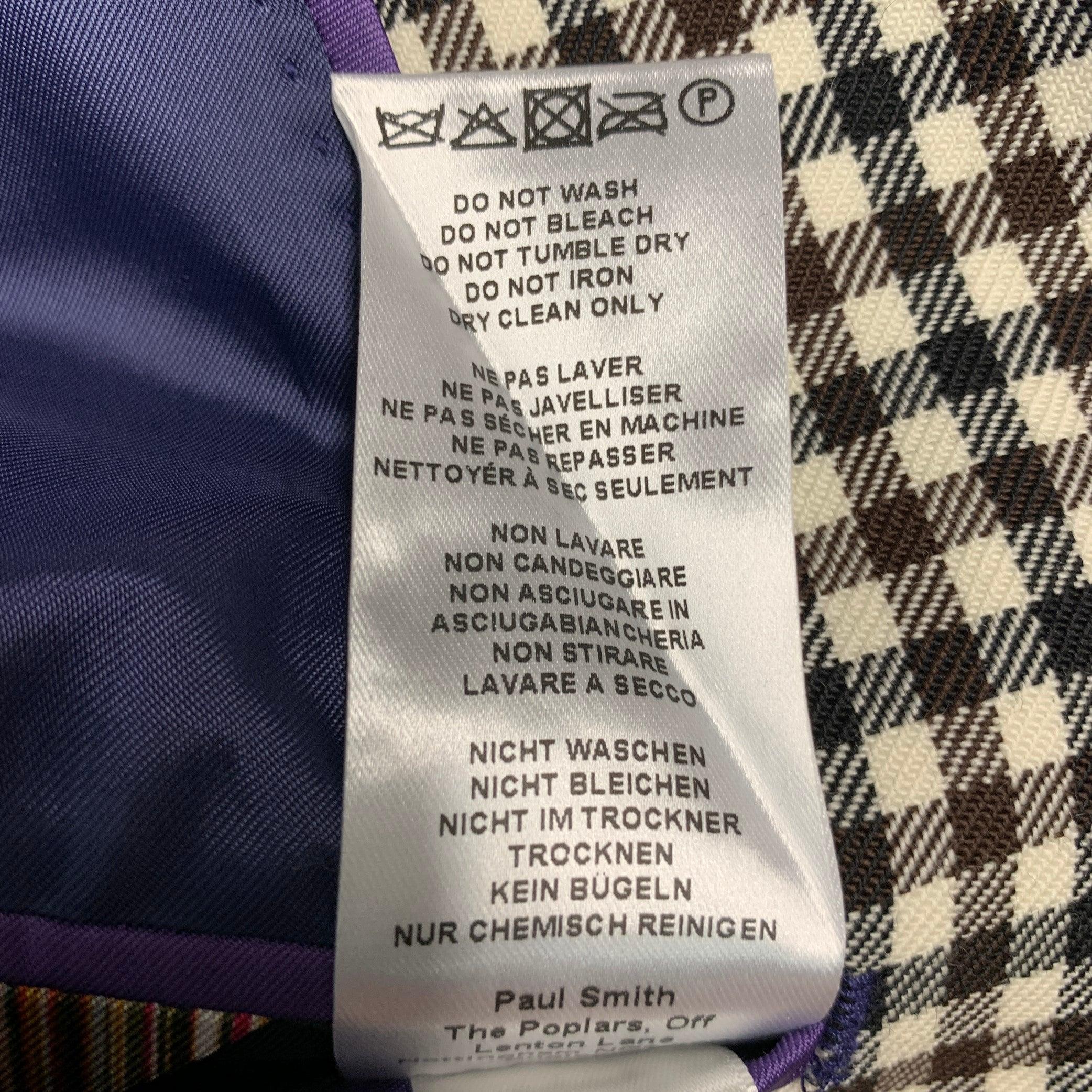 PAUL SMITH Größe 40 Weiß Schwarz Braun Karierter Wollmantel im Angebot 4