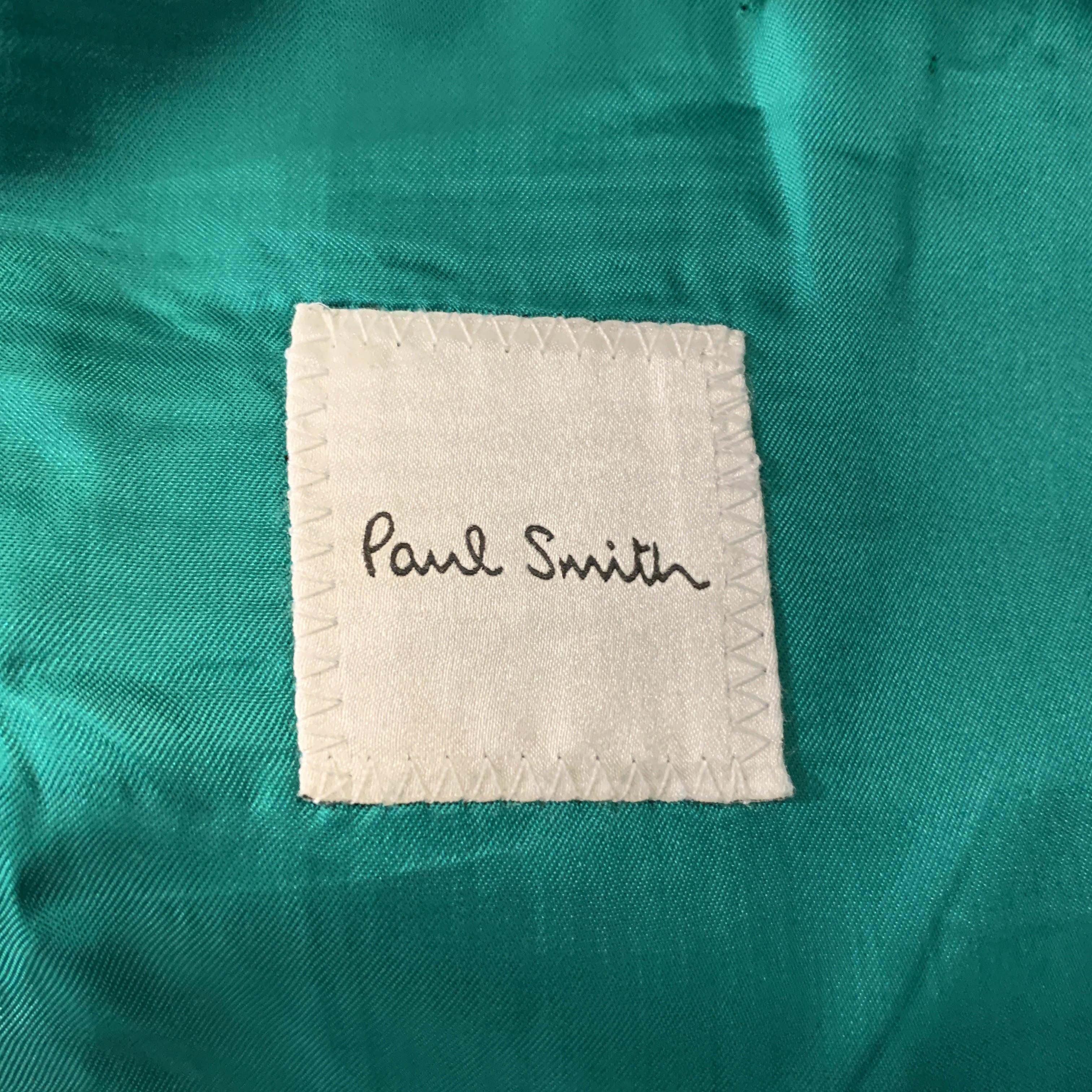 PAUL SMITH Taille 42 Aqua Laine à revers à col roulé et poche carrée en vente 3