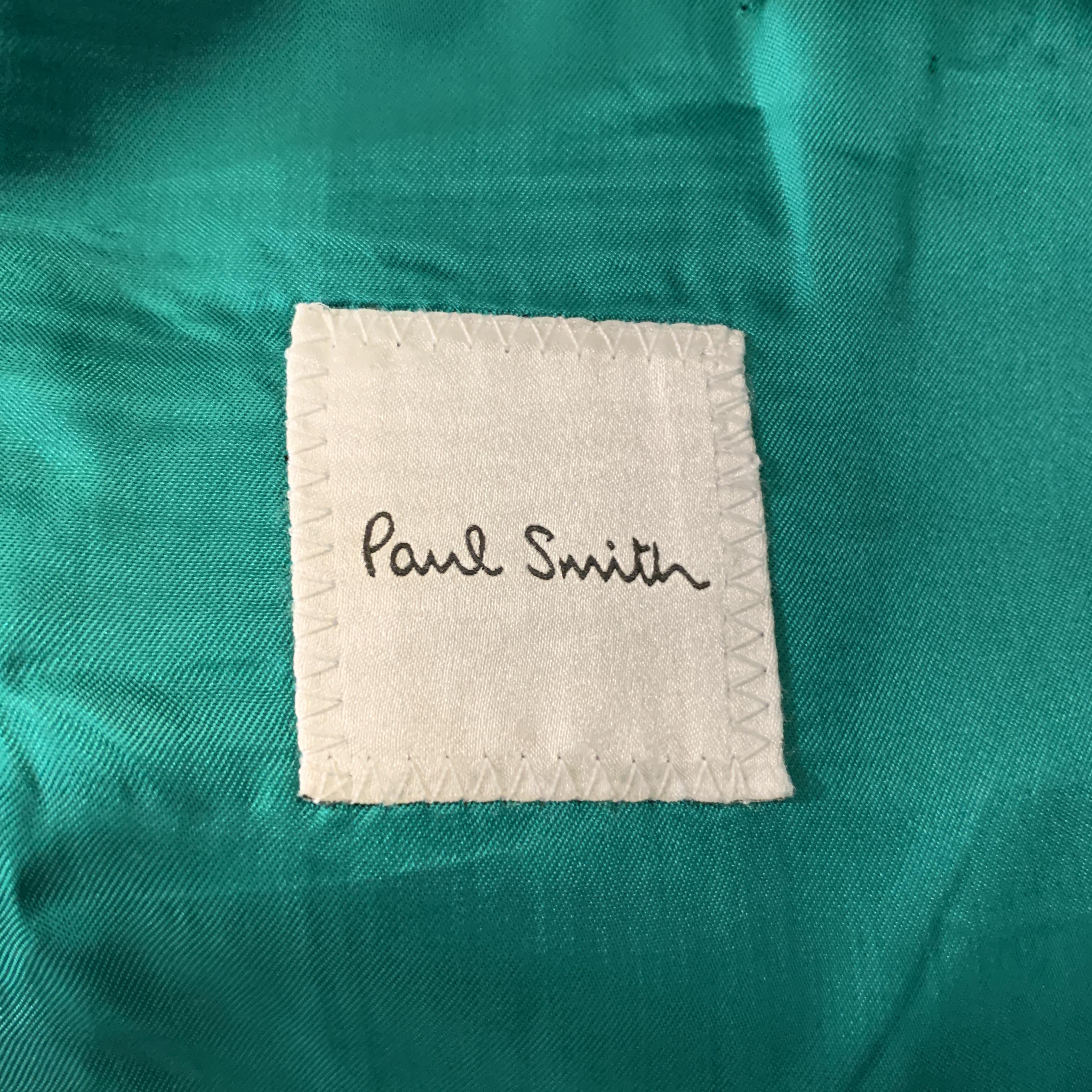 PAUL SMITH Size 42 Aqua Wool Notch Lapel Mock Pocket Square Suit In Excellent Condition In San Francisco, CA