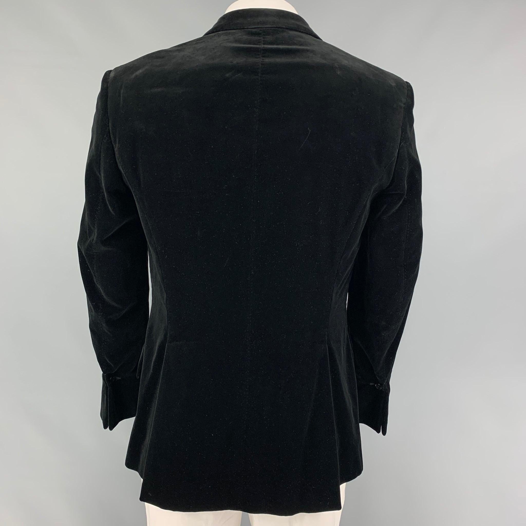 PAUL SMITH Size 42 Black Velvet Cotton Viscose Notch Lapel Sport Coat In Good Condition For Sale In San Francisco, CA