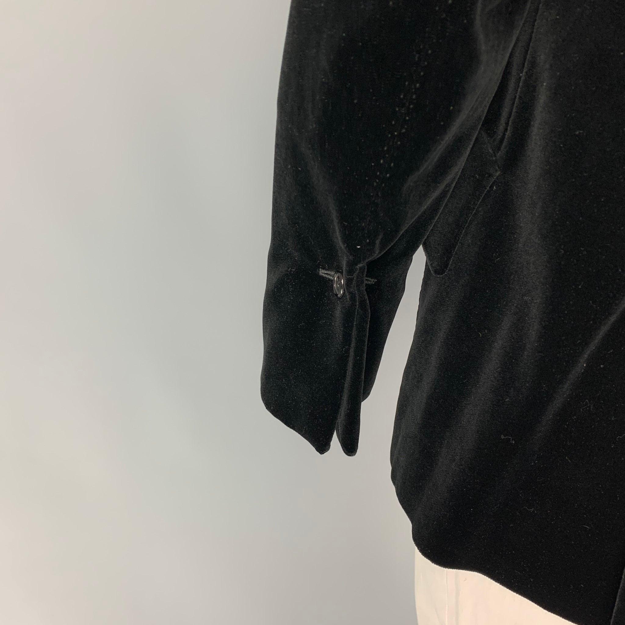 Men's PAUL SMITH Size 42 Black Velvet Cotton Viscose Notch Lapel Sport Coat For Sale