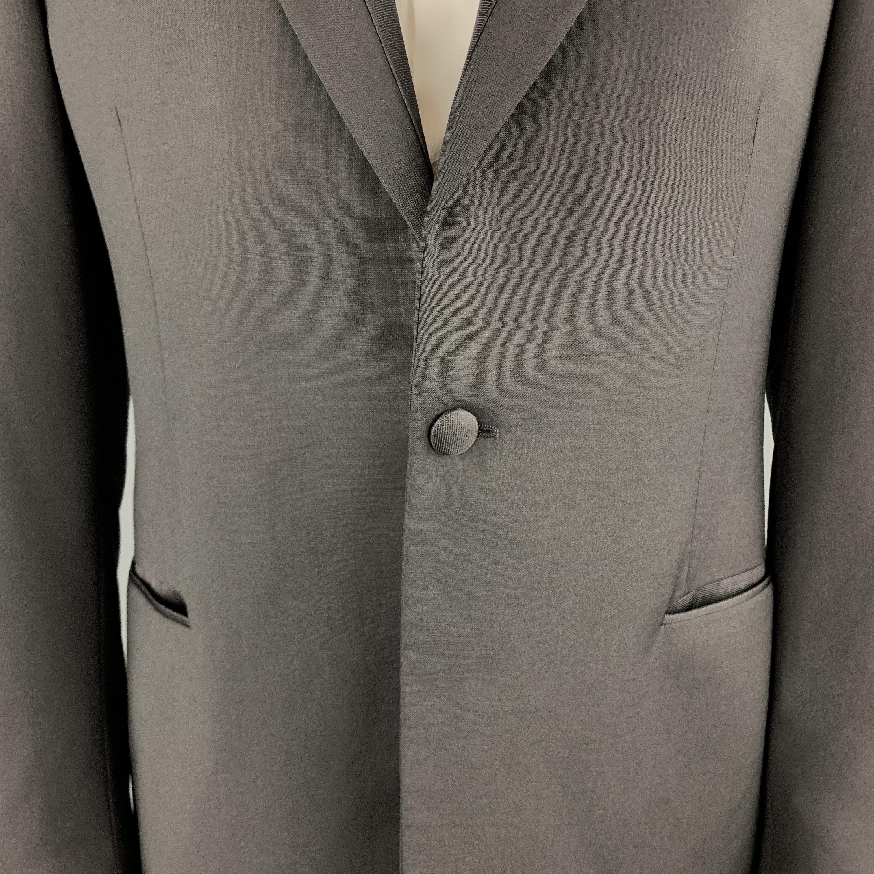 Men's PAUL SMITH Size 42 Black Wool / Mohair Faille Detailed Peak Lapel Sport Coat For Sale