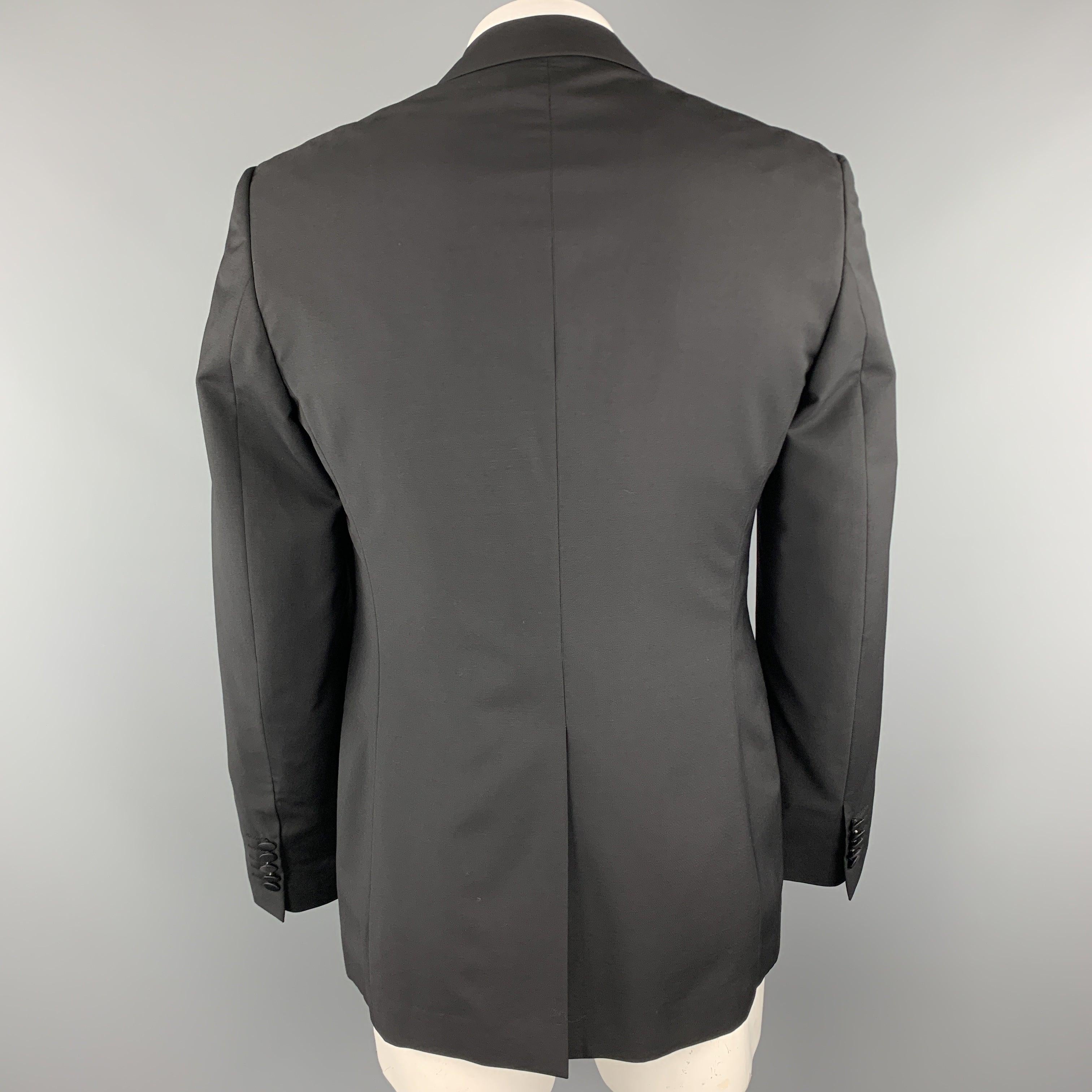 PAUL SMITH Size 42 Black Wool / Mohair Faille Detailed Peak Lapel Sport Coat For Sale 2