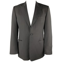 PAUL SMITH Size 42 Black Wool / Mohair Faille Detailed Peak Lapel Sport Coat