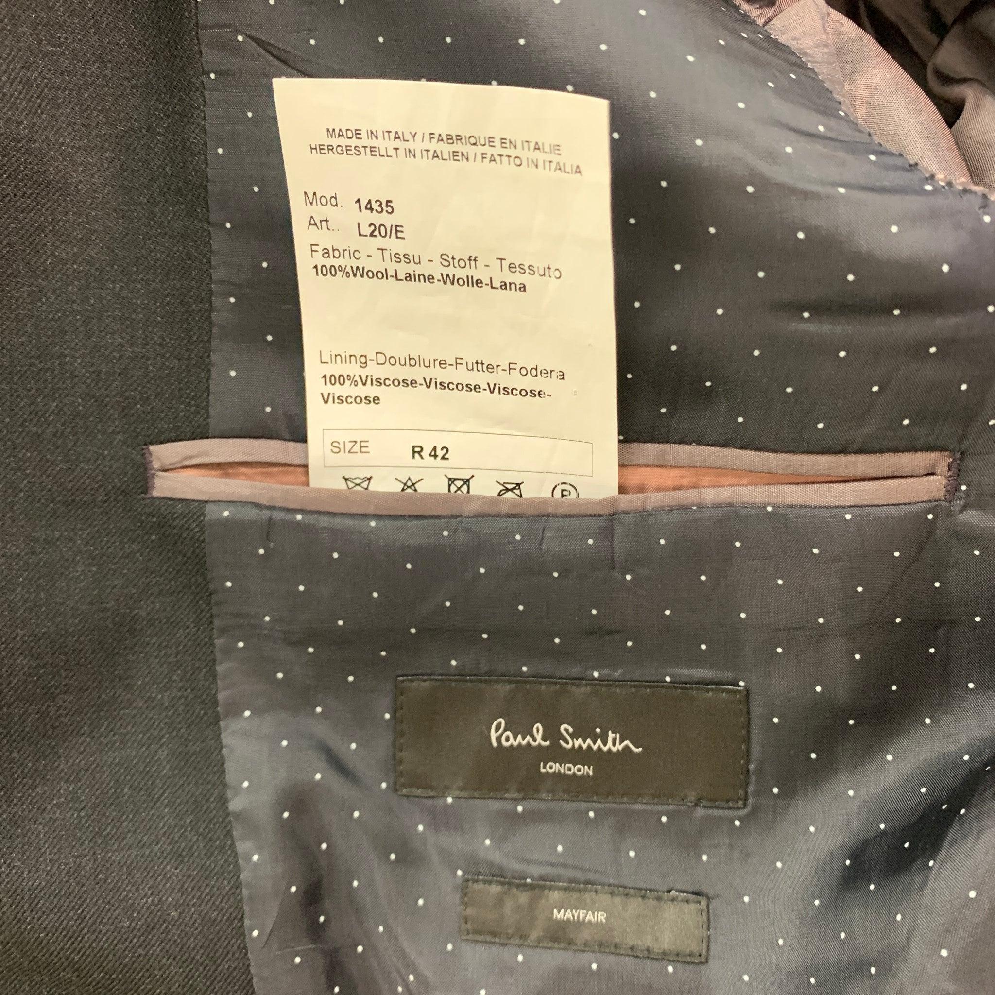 PAUL SMITH Size 42 Black Wool Notch Lapel Suit For Sale 4