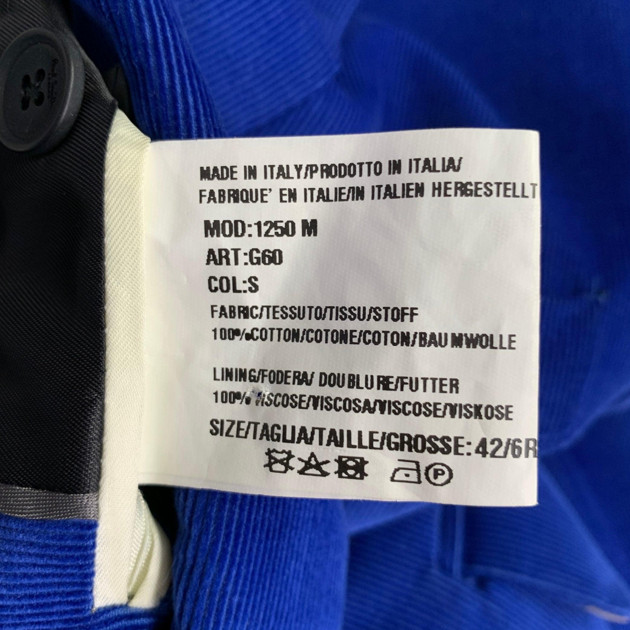 PAUL SMITH - Manteau de sport en velours côtelé bleu à revers clouté, taille 42 en vente 6