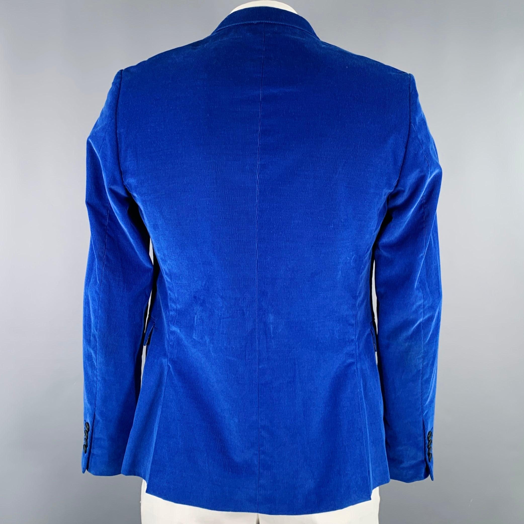 Bleu PAUL SMITH - Manteau de sport en velours côtelé bleu à revers clouté, taille 42 en vente