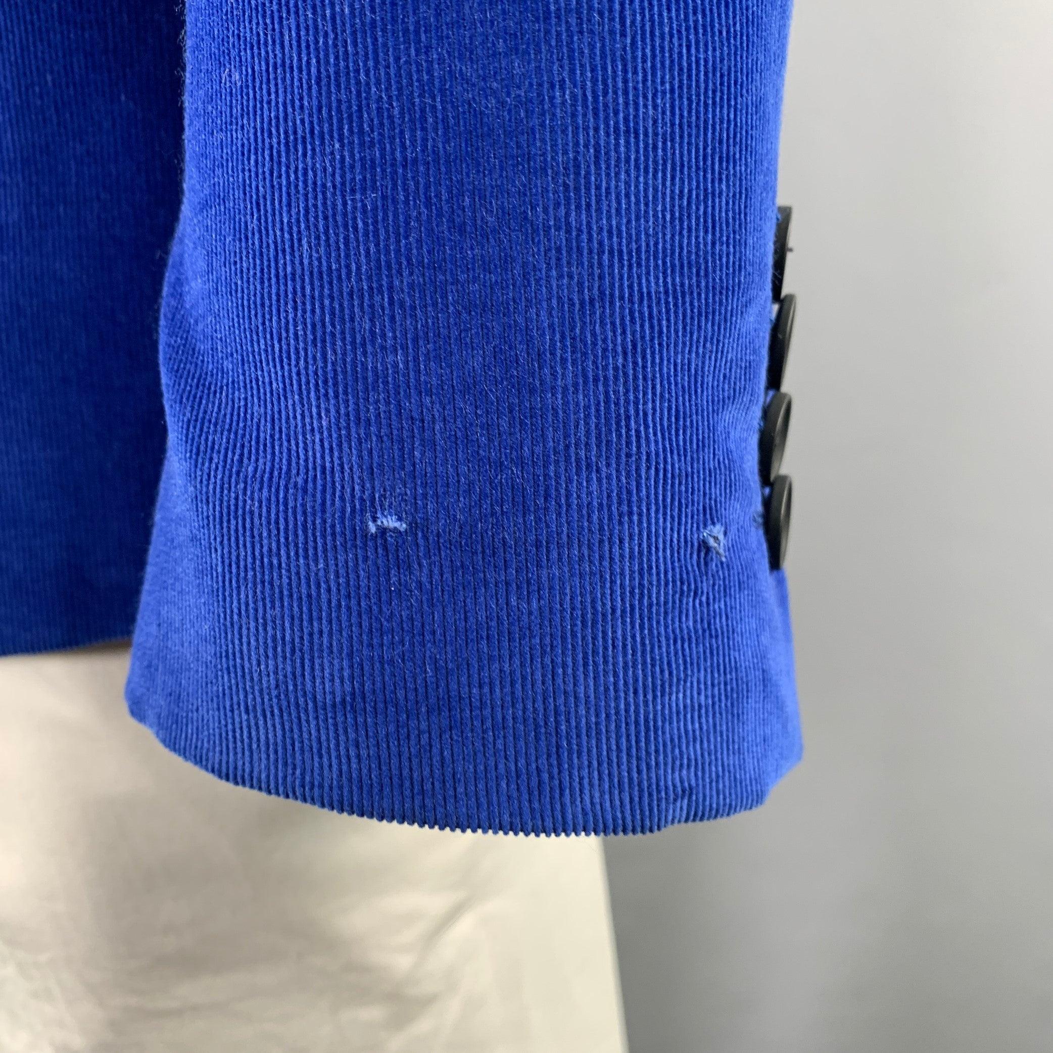 PAUL SMITH - Manteau de sport en velours côtelé bleu à revers clouté, taille 42 en vente 1